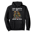 Easily Distracted Dragons And Books Funny Hoodie - Novelty Apparel Unisex - T-Shirt, Sweatshirt, Hoodie