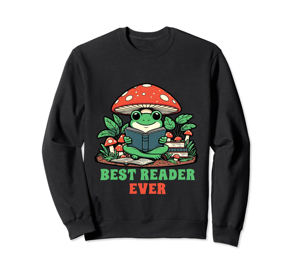 Book Lover Frog Reading Bookish Sweatshirt - Streetwear Style for Adults - T-Shirt, Sweatshirt, Hoodie