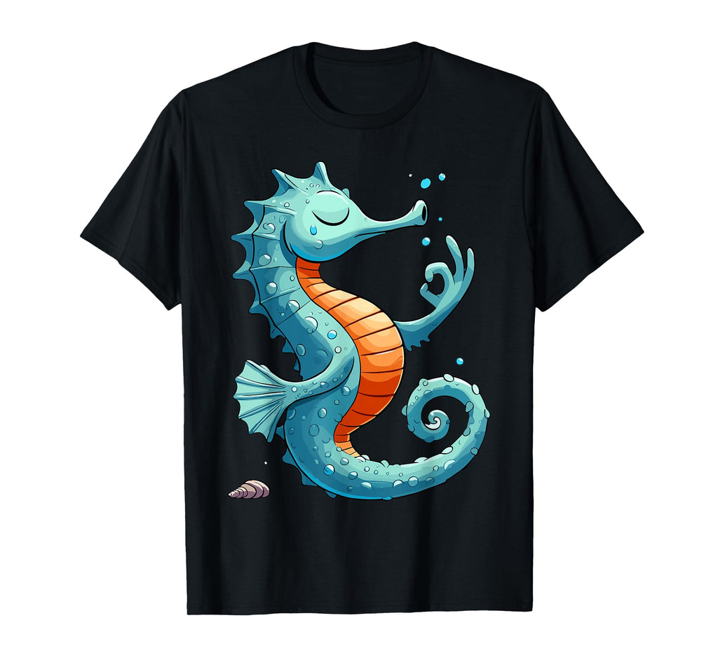Meditation Seahorse Yoga Pose T-Shirt - Custom Art Print for Adults - T-Shirt, Sweatshirt, Hoodie