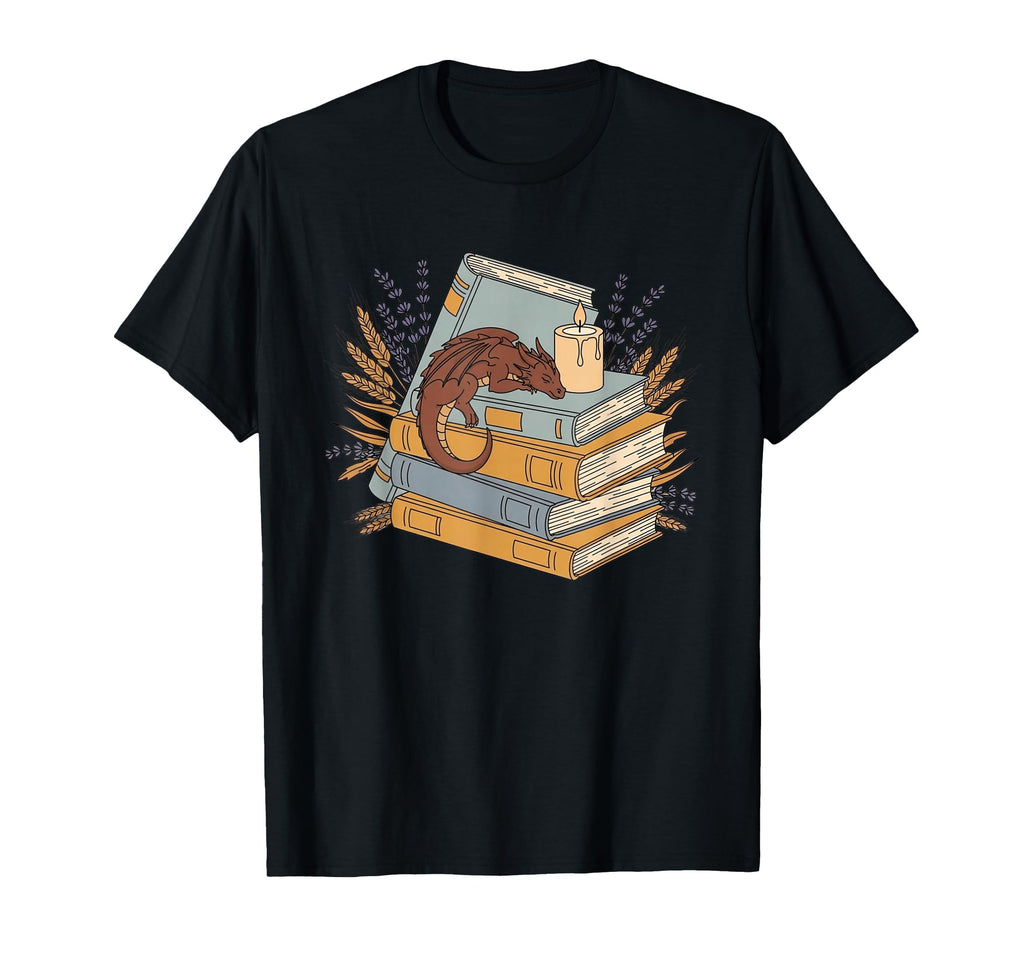 Cozy Book Dragon Candle And Lavender T-Shirt - Fun Novelty Design Unisex - T-Shirt, Sweatshirt, Hoodie