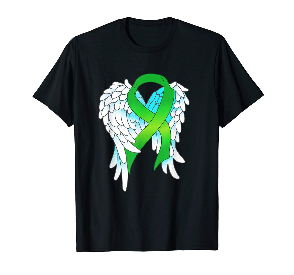 Green Ribbon Angel Wings Mental Health T-Shirt - Novelty Apparel Unisex - T-Shirt, Sweatshirt, Hoodie