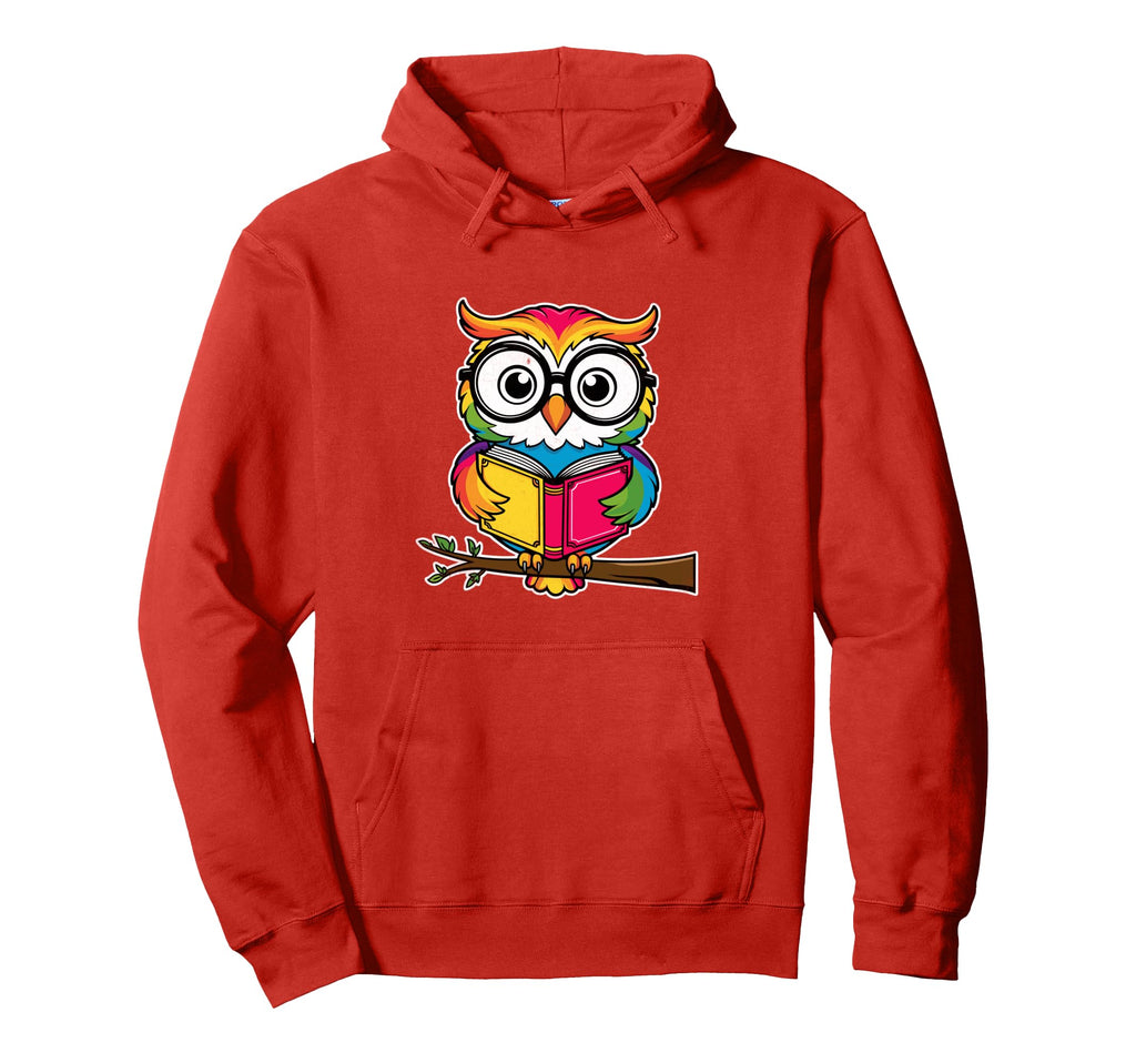 Owl Reading Bookworm Library Book Hoodie - Minimalist Print Men Women - T-Shirt, Sweatshirt, Hoodie