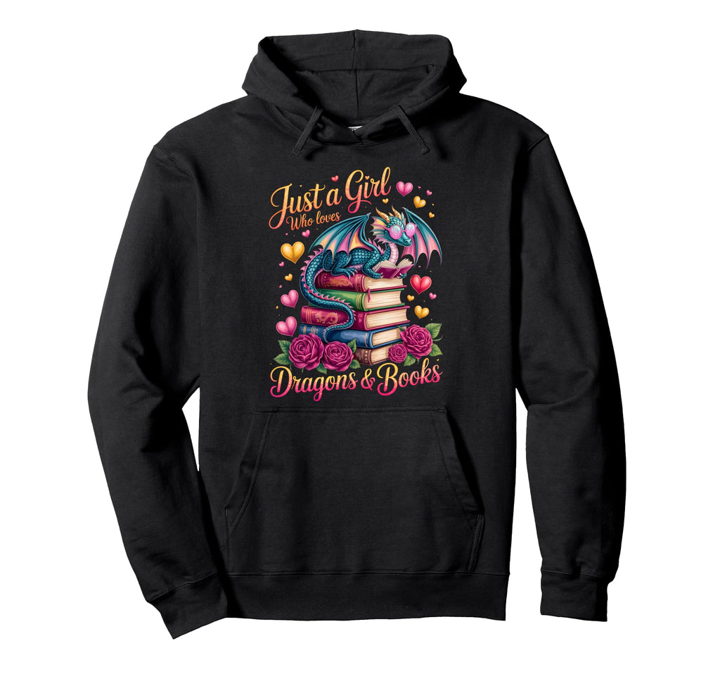 Just Who Loves Dragons And Books Reader Hoodie - Unique Graphic Unisex - T-Shirt, Sweatshirt, Hoodie
