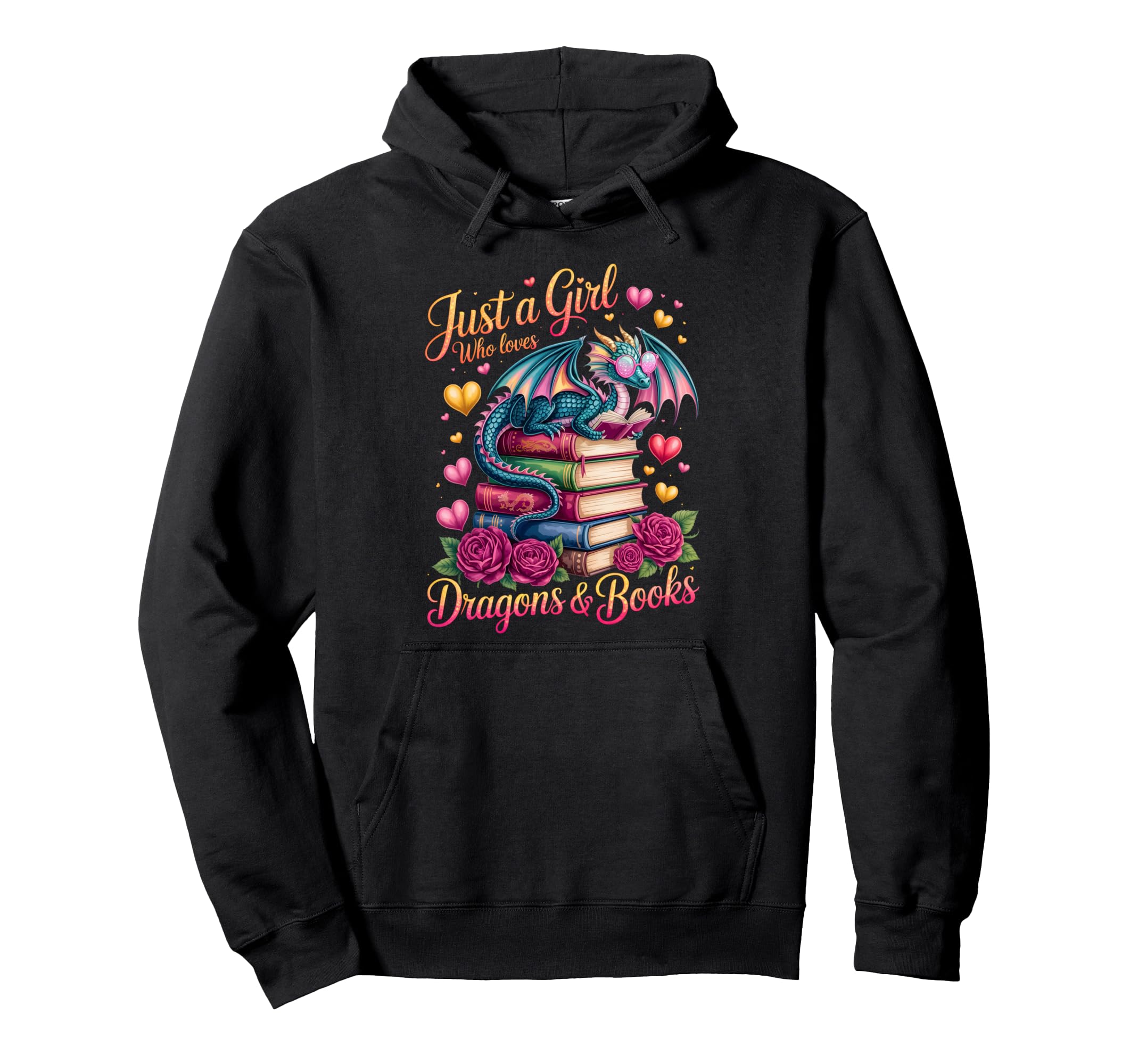 Just Who Loves Dragons And Books Reader Hoodie - Unique Graphic Unisex - T-Shirt, Sweatshirt, Hoodie
