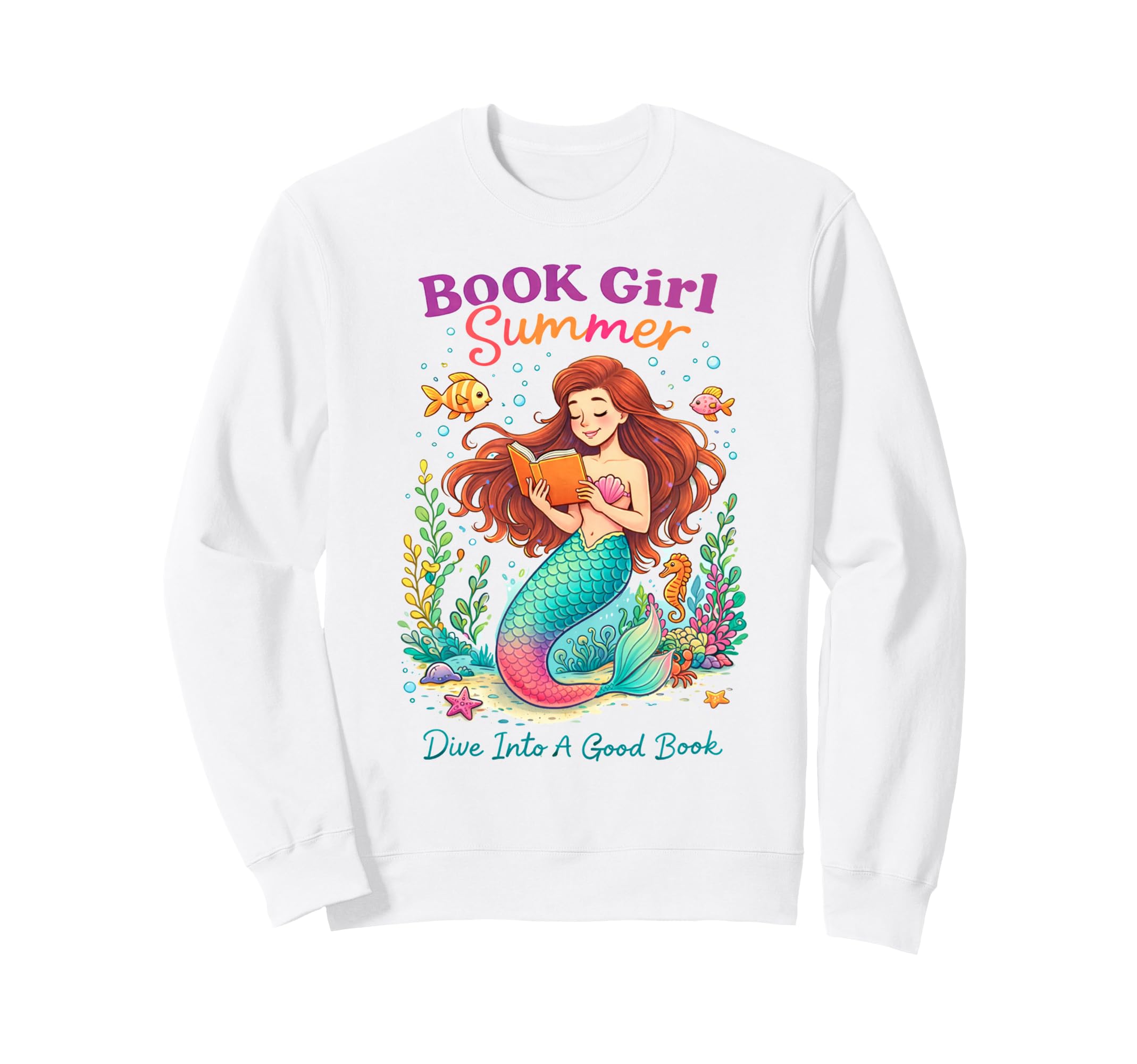 Book Lover Bookish Mermaid Reading Sweatshirt - Fun Novelty Design Unisex - T-Shirt, Sweatshirt, Hoodie