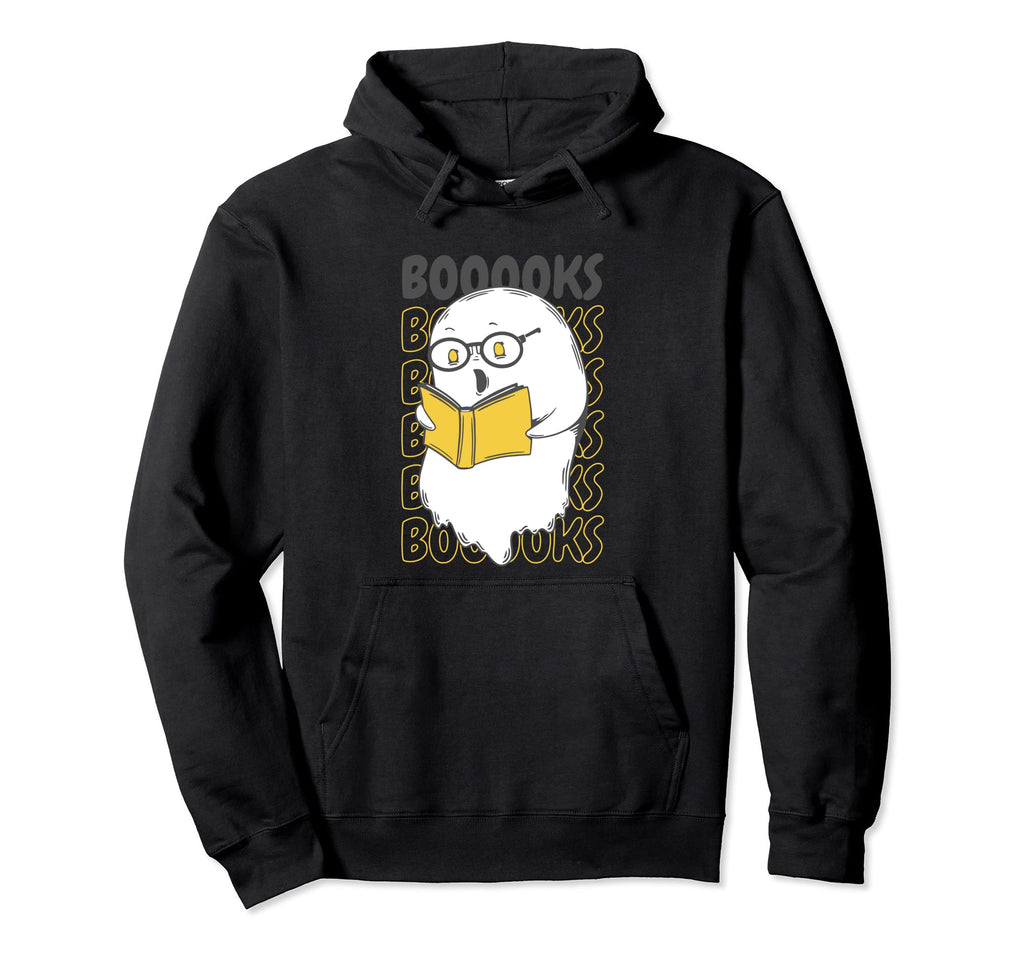 Boo Books Ghost Scary Bookish Funny Hoodie - Trendy Graphic Unisex - T-Shirt, Sweatshirt, Hoodie