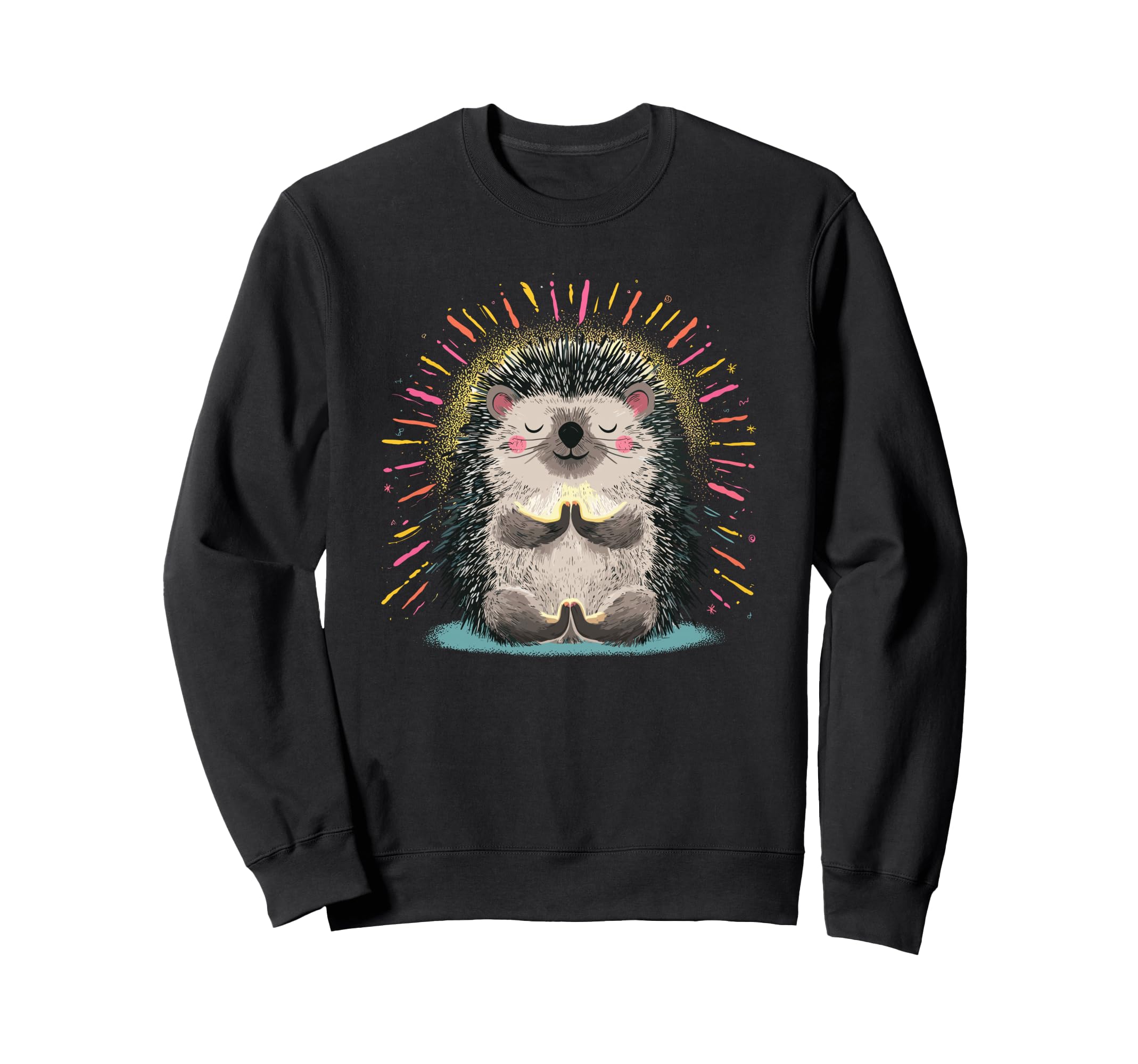 Meditating Hedgehog Zen Vibes Sweatshirt - Fun Novelty Design Men Women - T-Shirt, Sweatshirt, Hoodie
