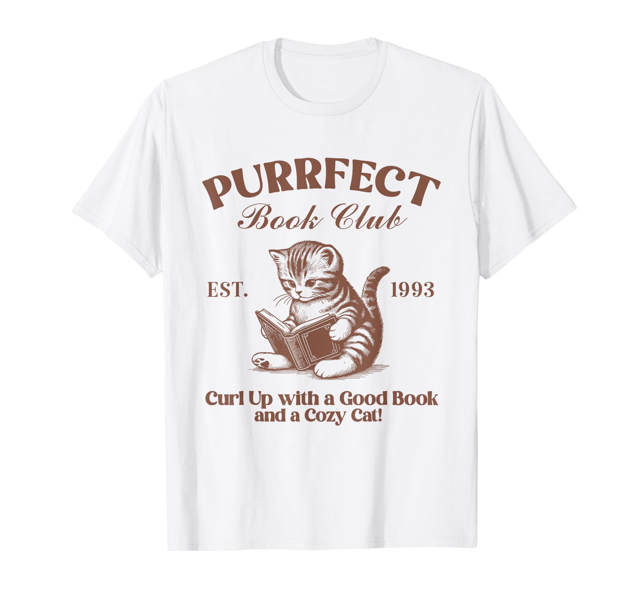 Purrfect Book Club Cat Reading Funny Book T-Shirt - Graphic Print Unisex - T-Shirt, Sweatshirt, Hoodie