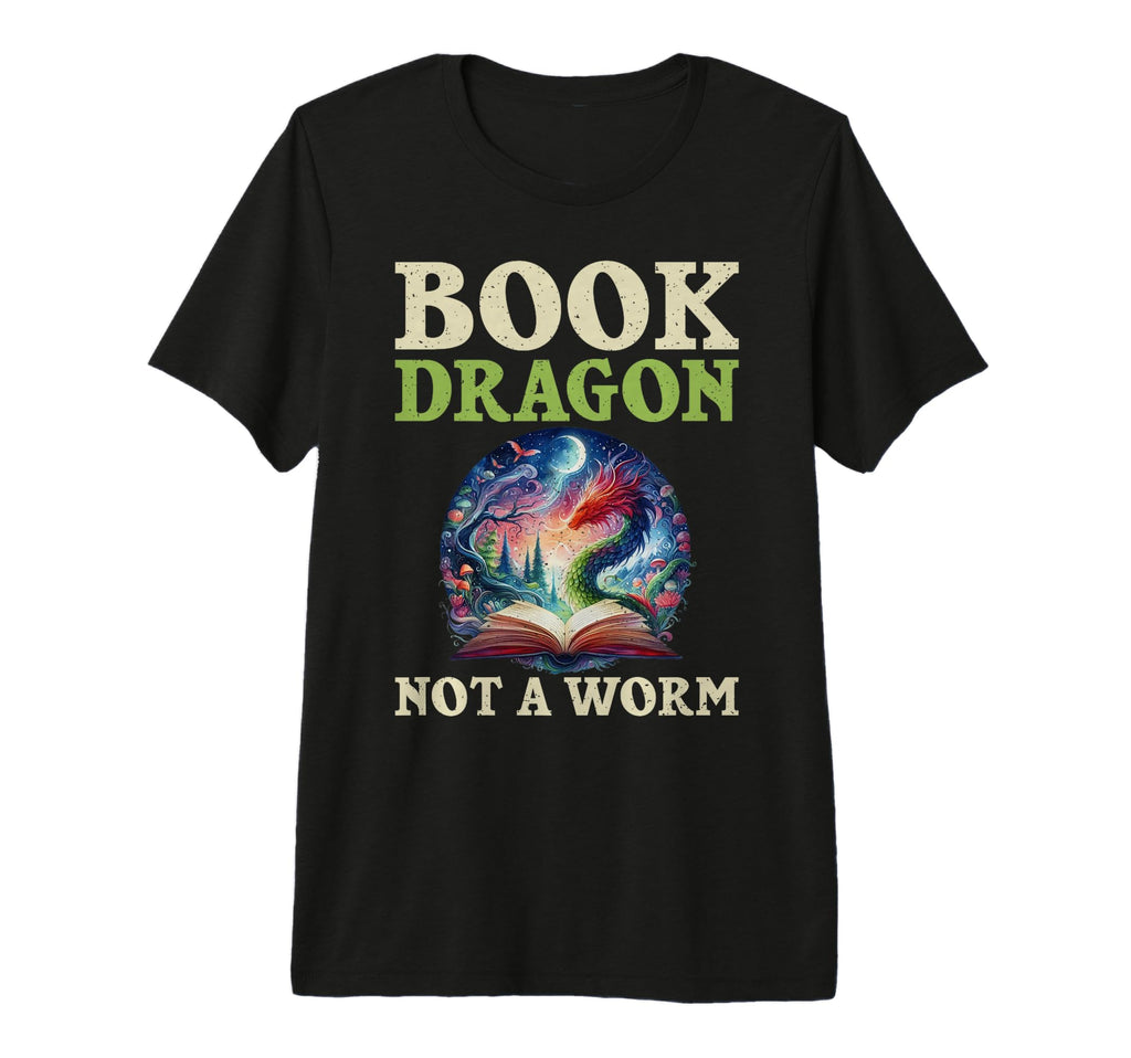 Book Dragon Not Worm Fantasy T-Shirt - Fun Novelty Design for Adults - T-Shirt, Sweatshirt, Hoodie
