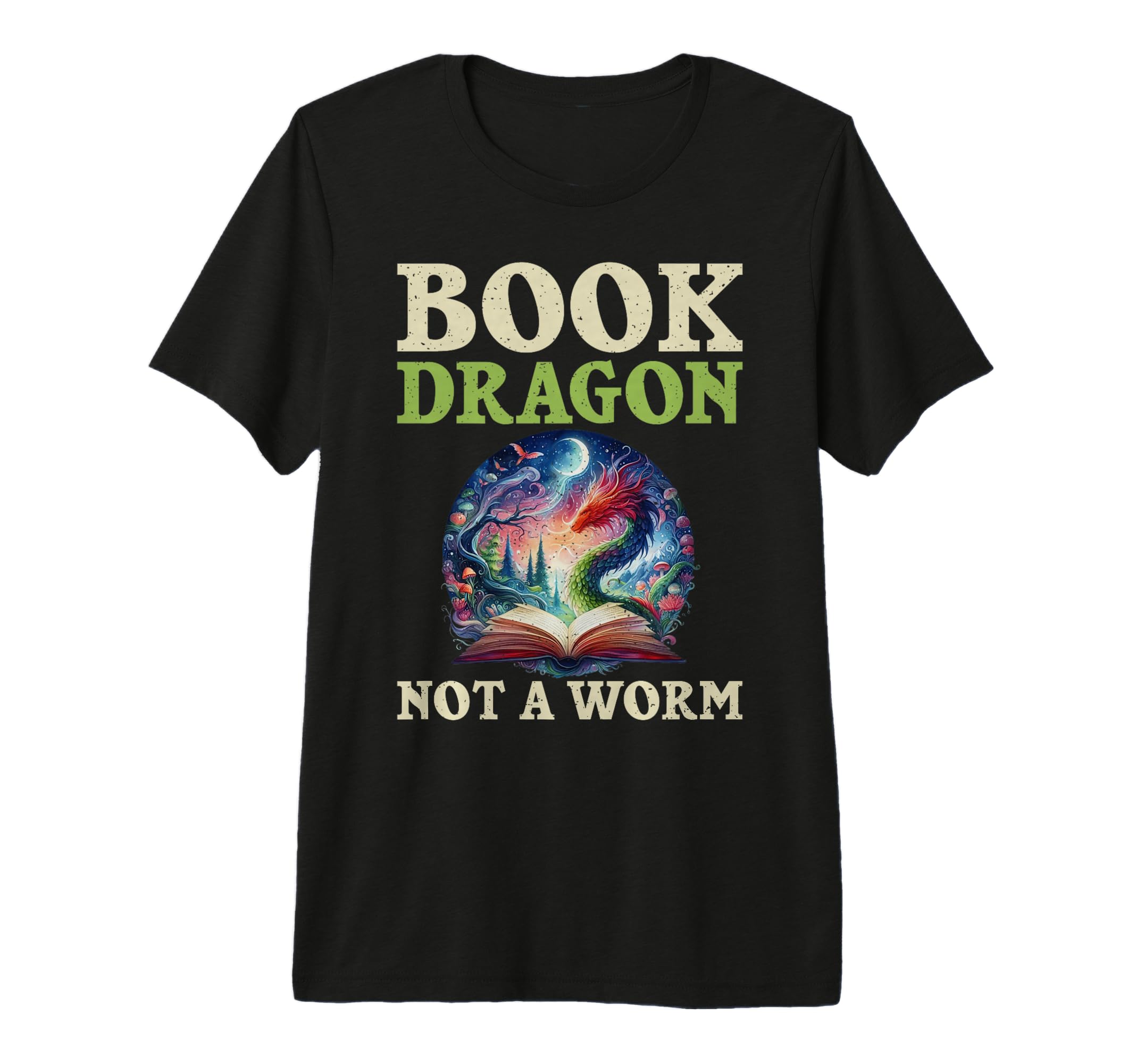 Book Dragon Not Worm Fantasy T-Shirt - Fun Novelty Design for Adults - T-Shirt, Sweatshirt, Hoodie