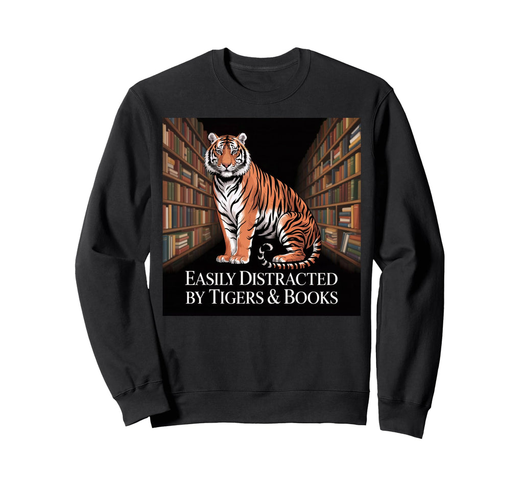 Tiger Books Nerds Tiger Decor Blue Sweatshirt - Novelty Apparel Men Women - T-Shirt, Sweatshirt, Hoodie