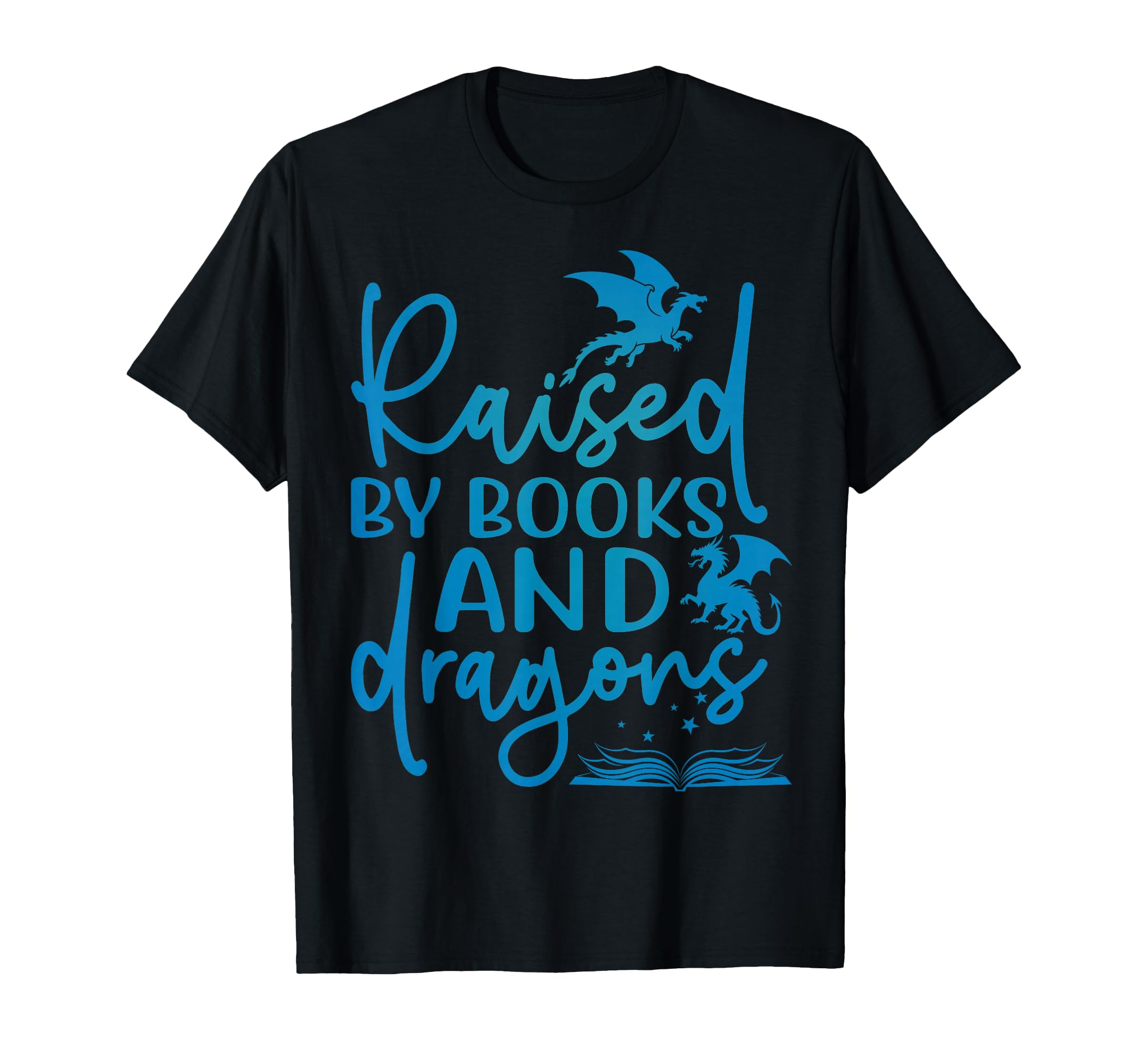 Raised Books And Dragons Fantasy Book T-Shirt - Minimalist Print Unisex - T-Shirt, Sweatshirt, Hoodie