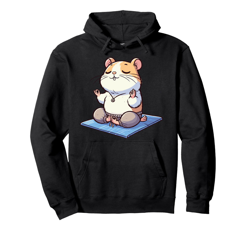 Meditation Hamster Yoga Pose Hoodie - Fun Novelty Design for Adults - T-Shirt, Sweatshirt, Hoodie