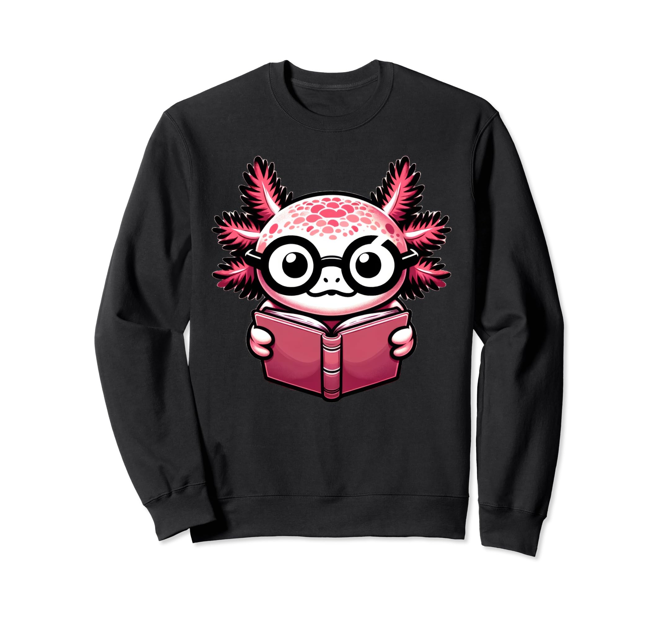 Axolotl Reading Book Nerd Sweatshirt - Streetwear Style Unisex - T-Shirt, Sweatshirt, Hoodie