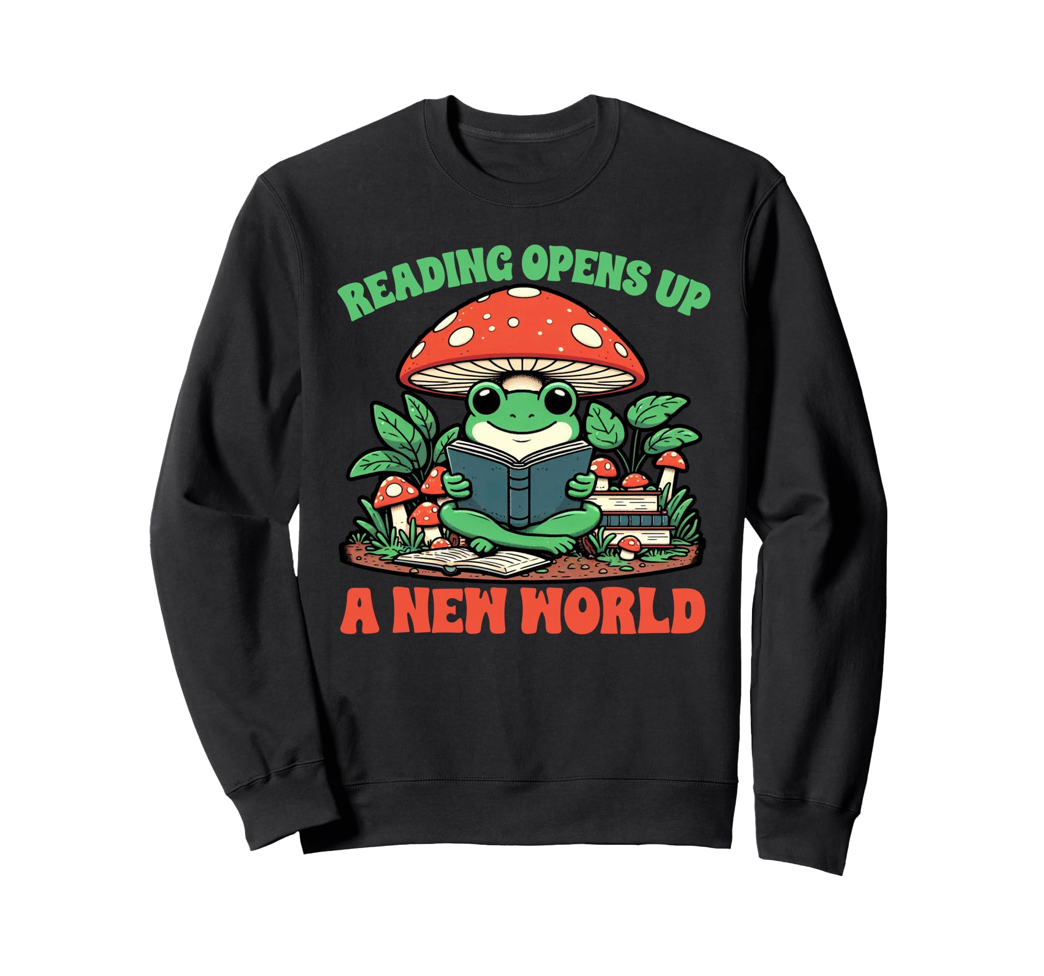 Book Lover Frog Reading Bookish Sweatshirt - Minimalist Print for Adults - T-Shirt, Sweatshirt, Hoodie