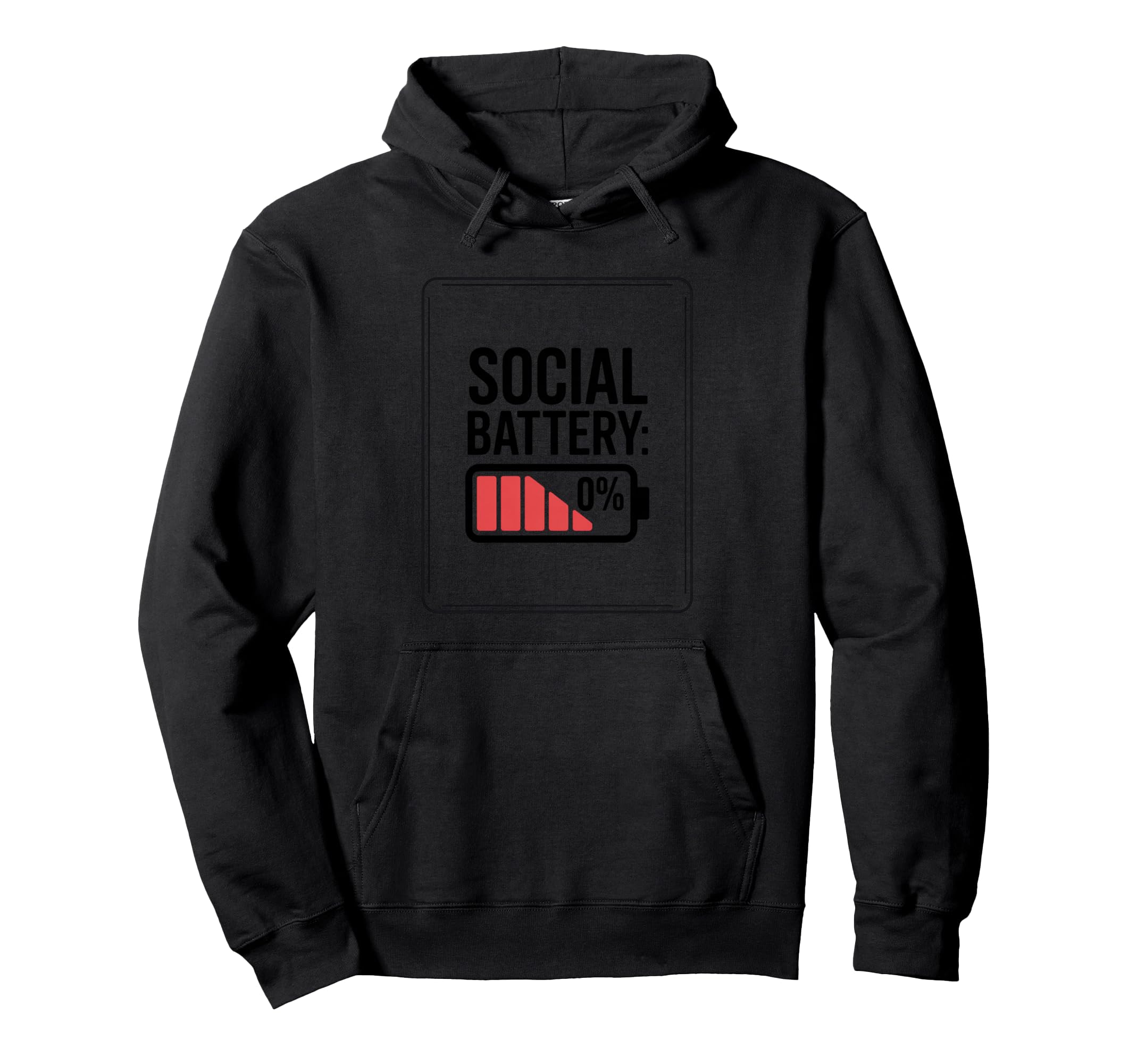 Funny Introvert Social Battery 0 Hoodie - Minimalist Print Men Women - T-Shirt, Sweatshirt, Hoodie