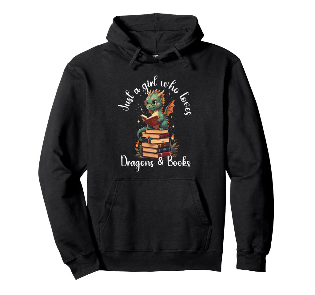 Dragon Reading Book Bookworm Dragon Hoodie - Fun Novelty Design Men Women - T-Shirt, Sweatshirt, Hoodie