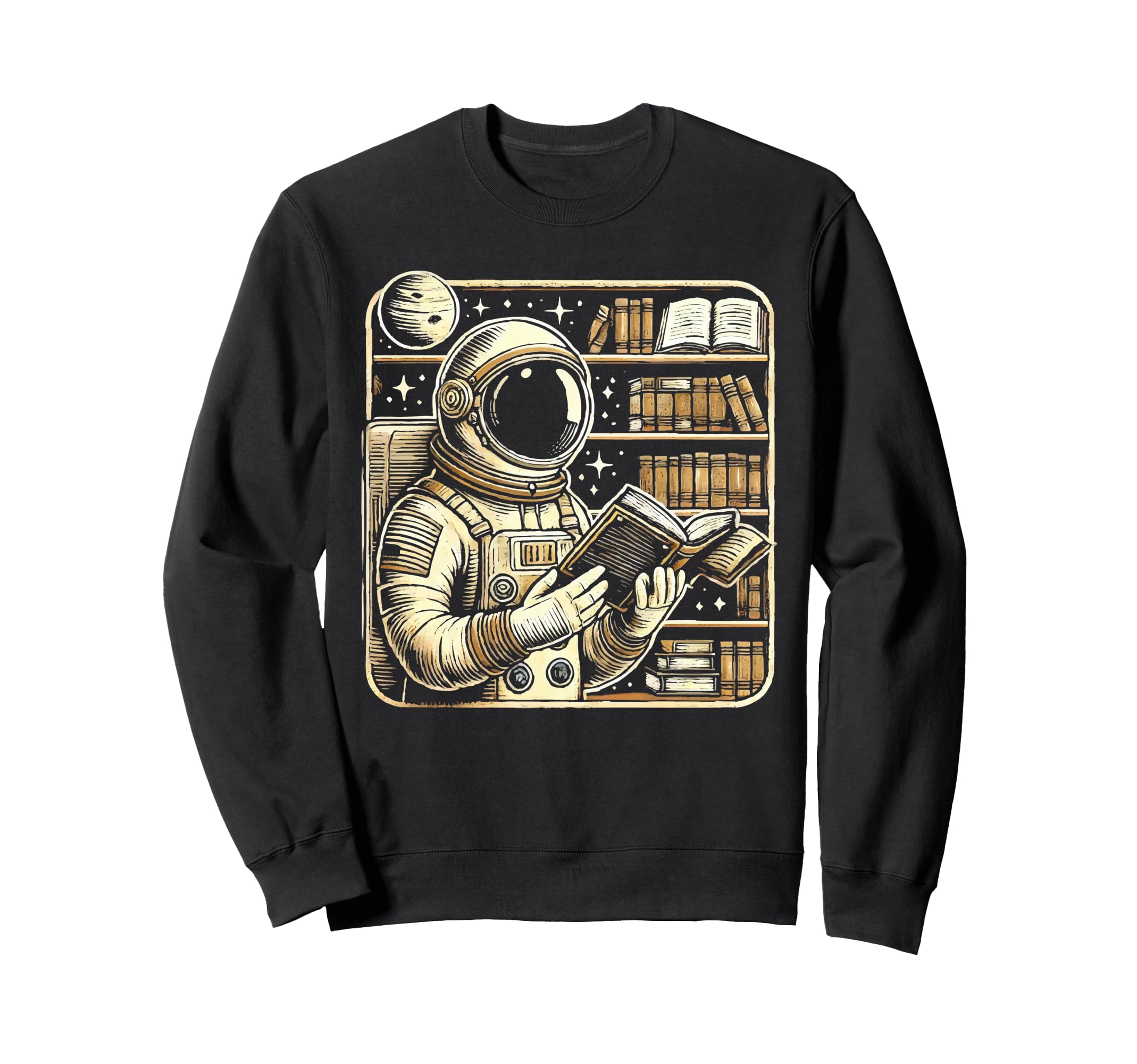 Astronaut Librarian Library Book Sweatshirt - Minimalist Print Unisex - T-Shirt, Sweatshirt, Hoodie