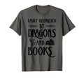 Easily Distracted Dragons And Books T-Shirt - Fun Novelty Design for Adults - T-Shirt, Sweatshirt, Hoodie