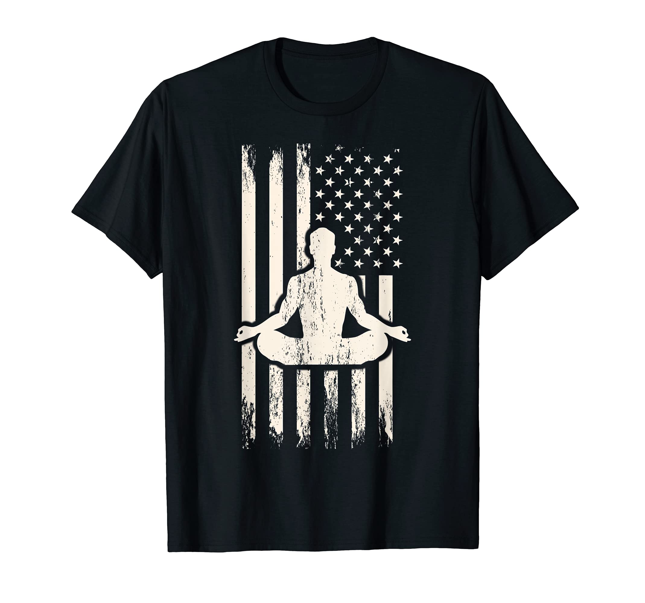 Lotus Pose Meditation American Flag T-Shirt - Fun Novelty Design Unisex - T-Shirt, Sweatshirt, Hoodie