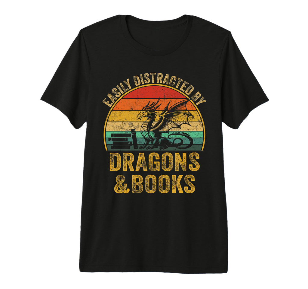 Easily Distracted Dragons Books Lover Tri T-Shirt - Trendy Graphic Unisex - T-Shirt, Sweatshirt, Hoodie