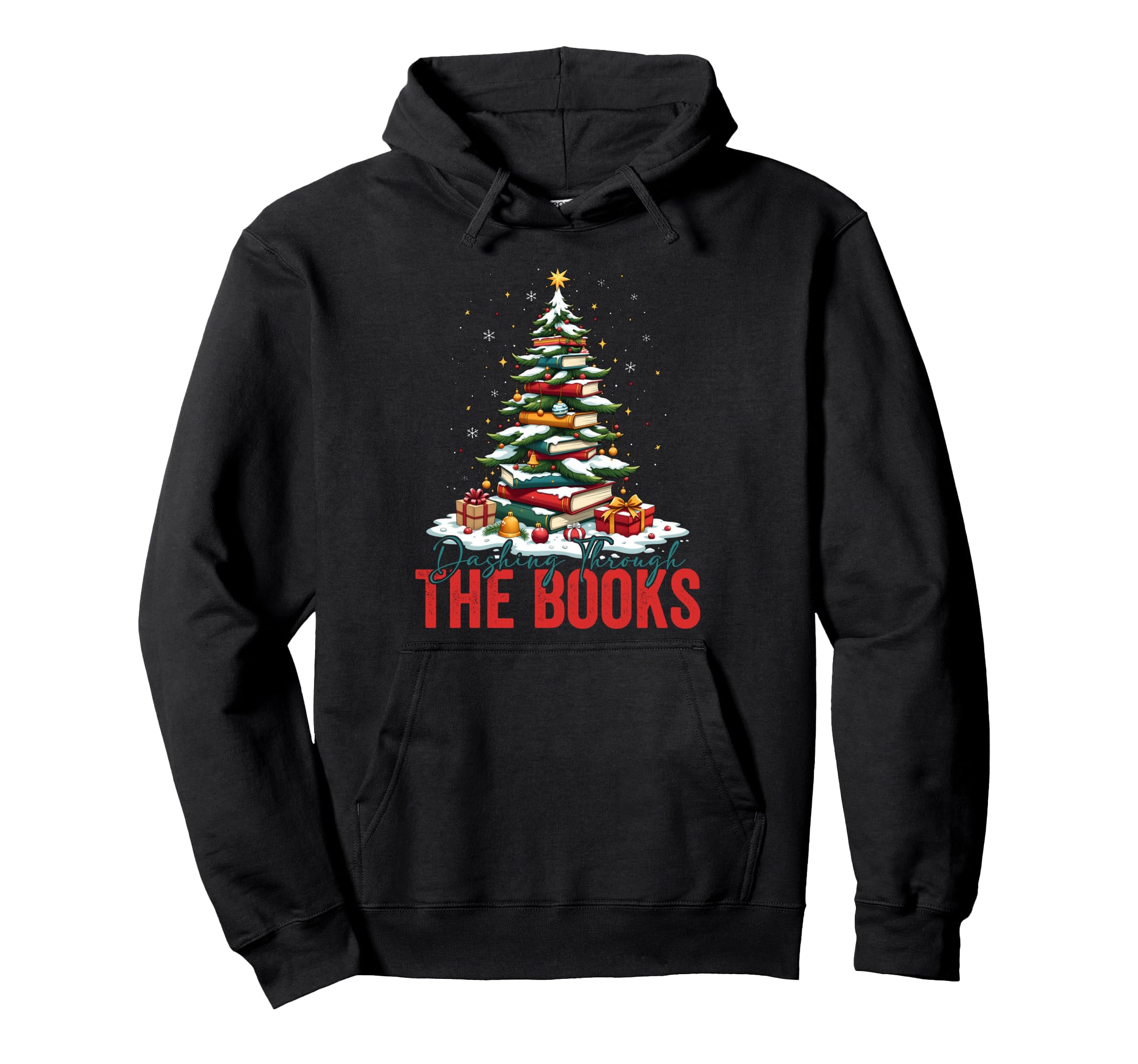 Dashing Through Books Holiday Book Hoodie - Aesthetic Graphic Men Women - T-Shirt, Sweatshirt, Hoodie