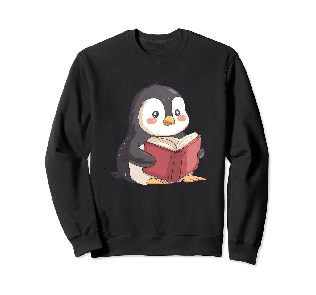 Penguin Reading Book Nerd Sweatshirt - Aesthetic Graphic Men Women - T-Shirt, Sweatshirt, Hoodie
