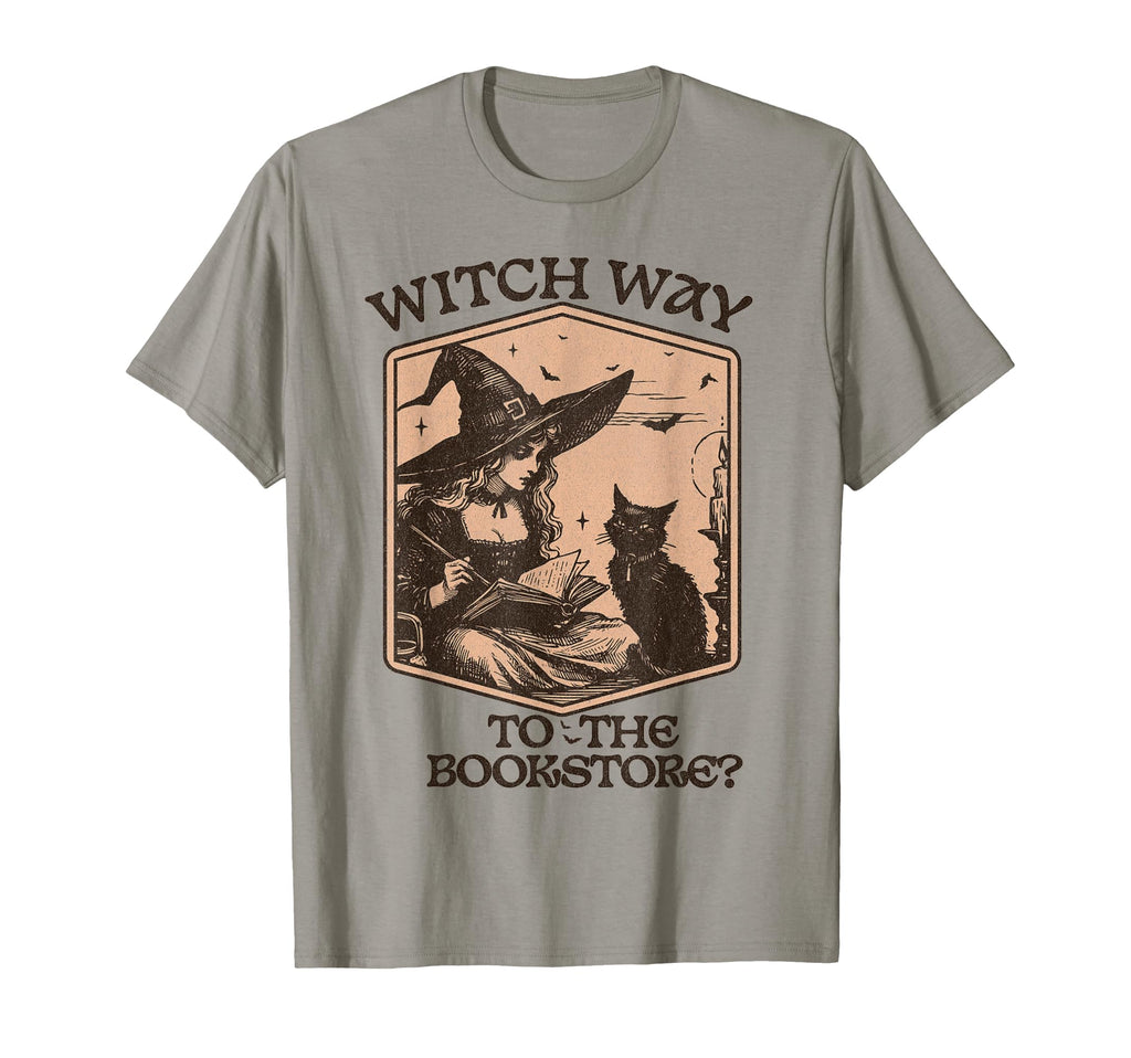 Halloween Book Lover Witch Way To T-Shirt - Minimalist Print Men Women - T-Shirt, Sweatshirt, Hoodie
