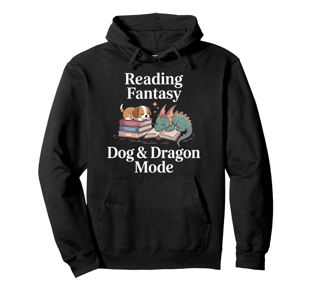 Fantasy Book Fun Lover Dog Dragon Hoodie - Fun Novelty Design Unisex - T-Shirt, Sweatshirt, Hoodie