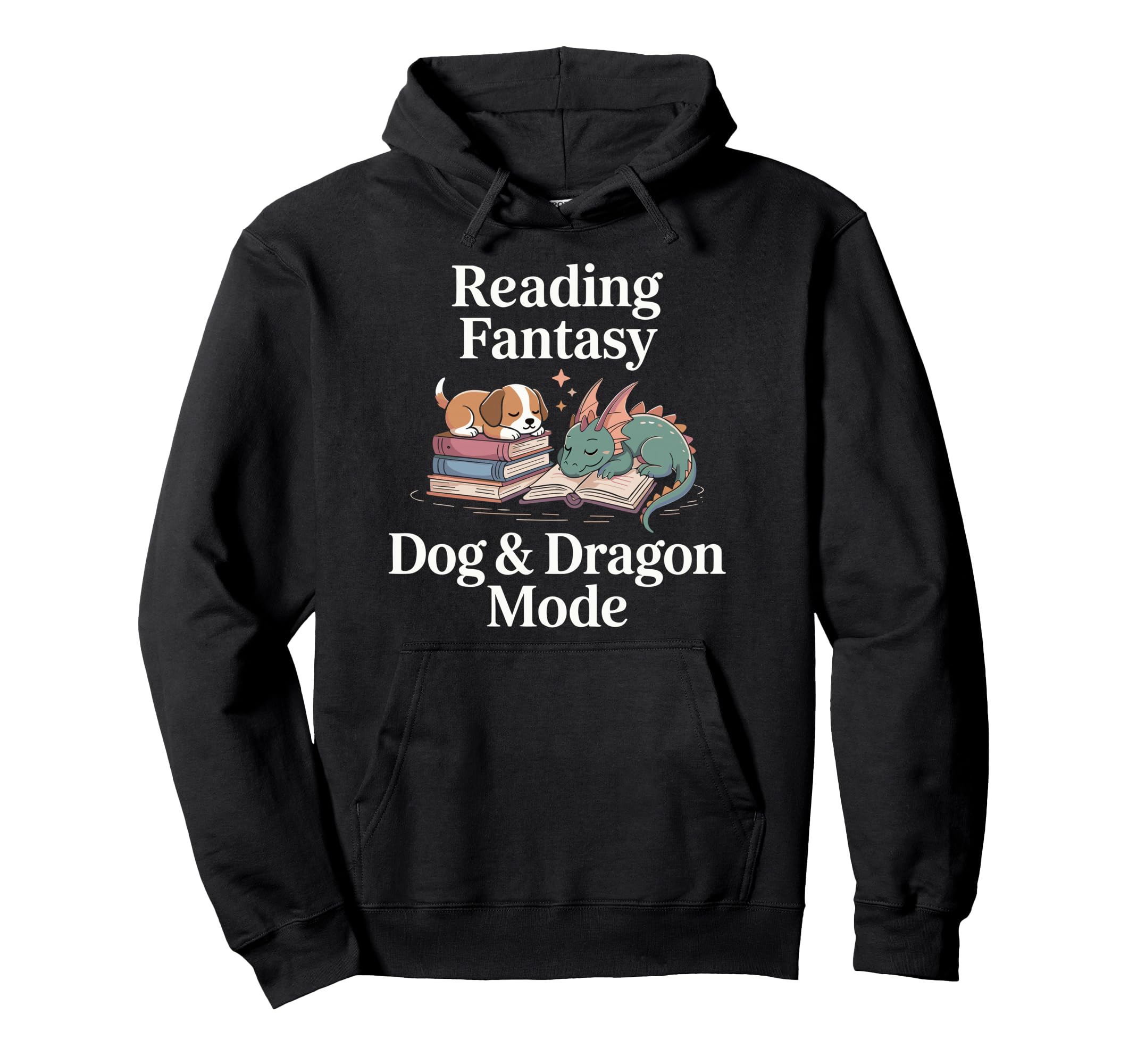Fantasy Book Fun Lover Dog Dragon Hoodie - Fun Novelty Design Unisex - T-Shirt, Sweatshirt, Hoodie