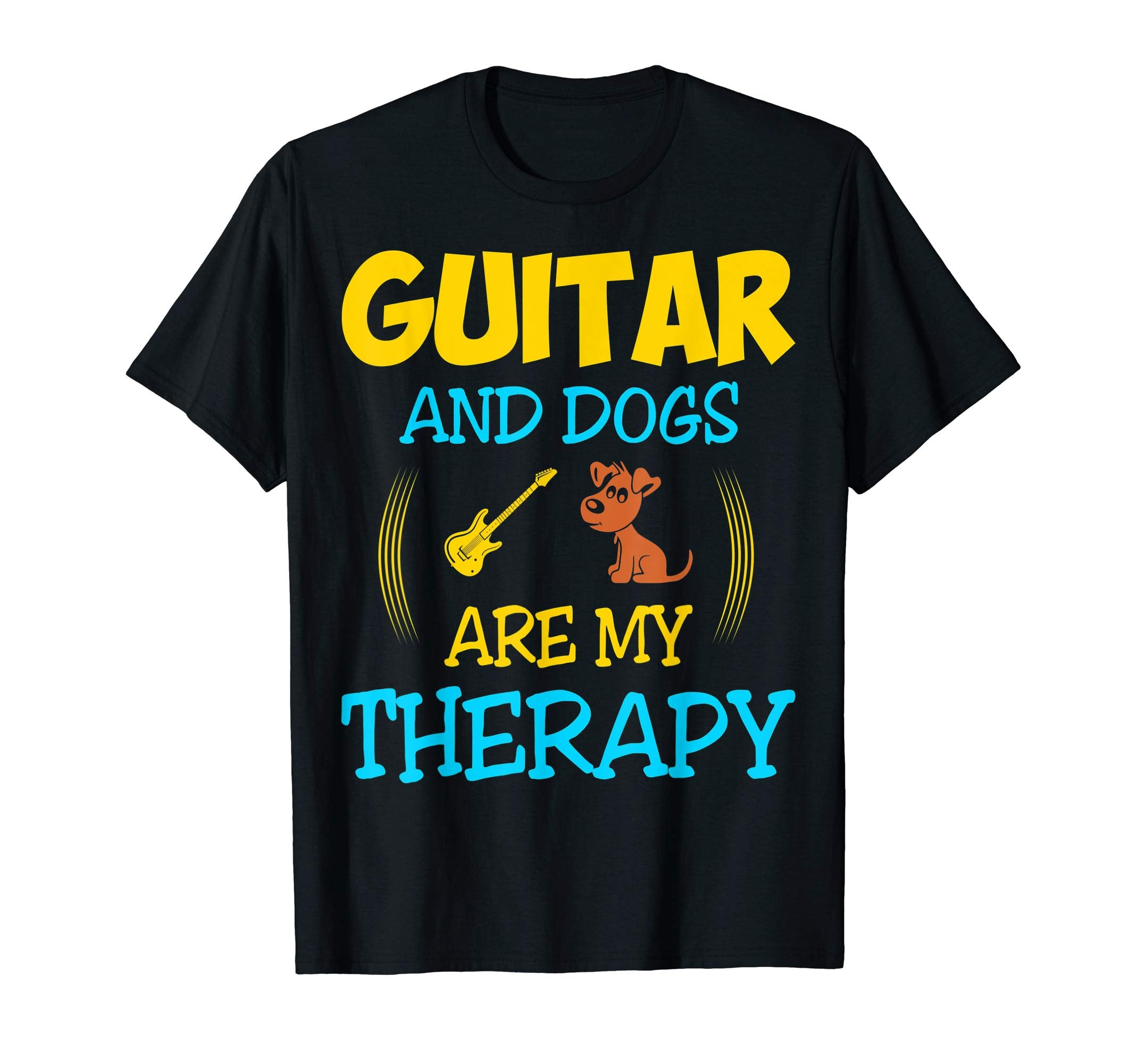 Guitar And Dogs Are My Therapy Gift T-Shirt - Custom Art Print for Adults - T-Shirt, Sweatshirt, Hoodie