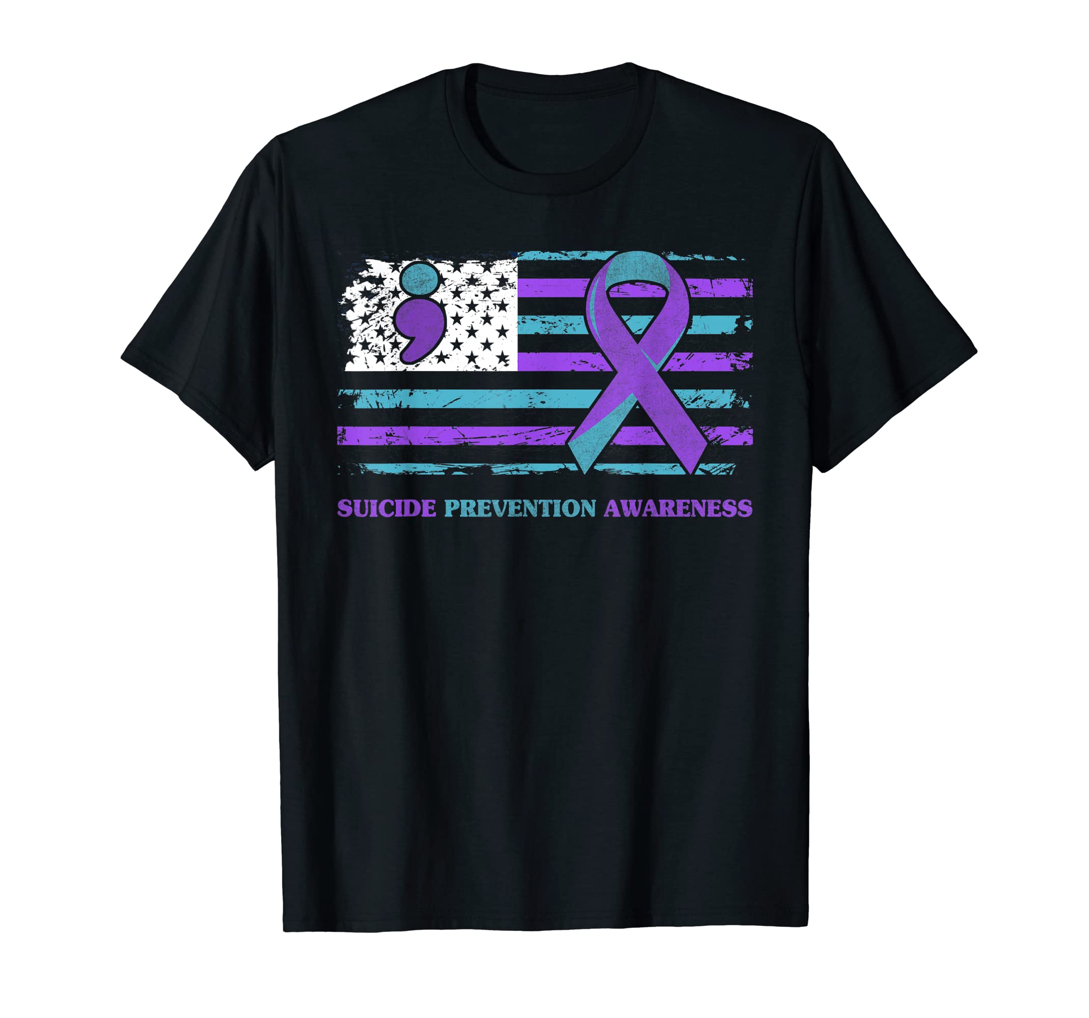 Suicide Prevention Ribbon American T-Shirt - Fun Novelty Design Unisex - T-Shirt, Sweatshirt, Hoodie