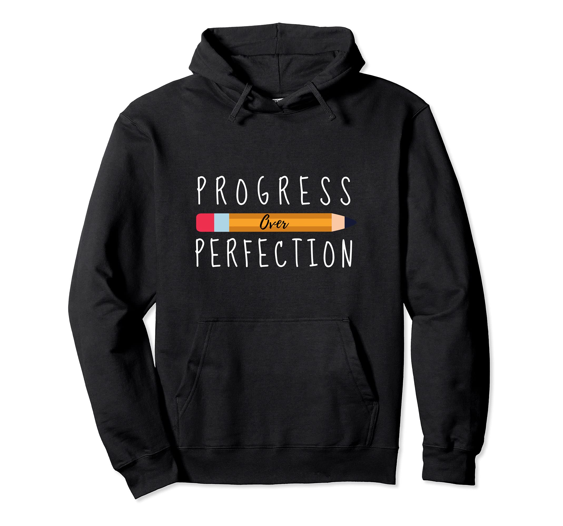 Progress Over Perfection Motivational Back Hoodie - Trendy Graphic Unisex - T-Shirt, Sweatshirt, Hoodie
