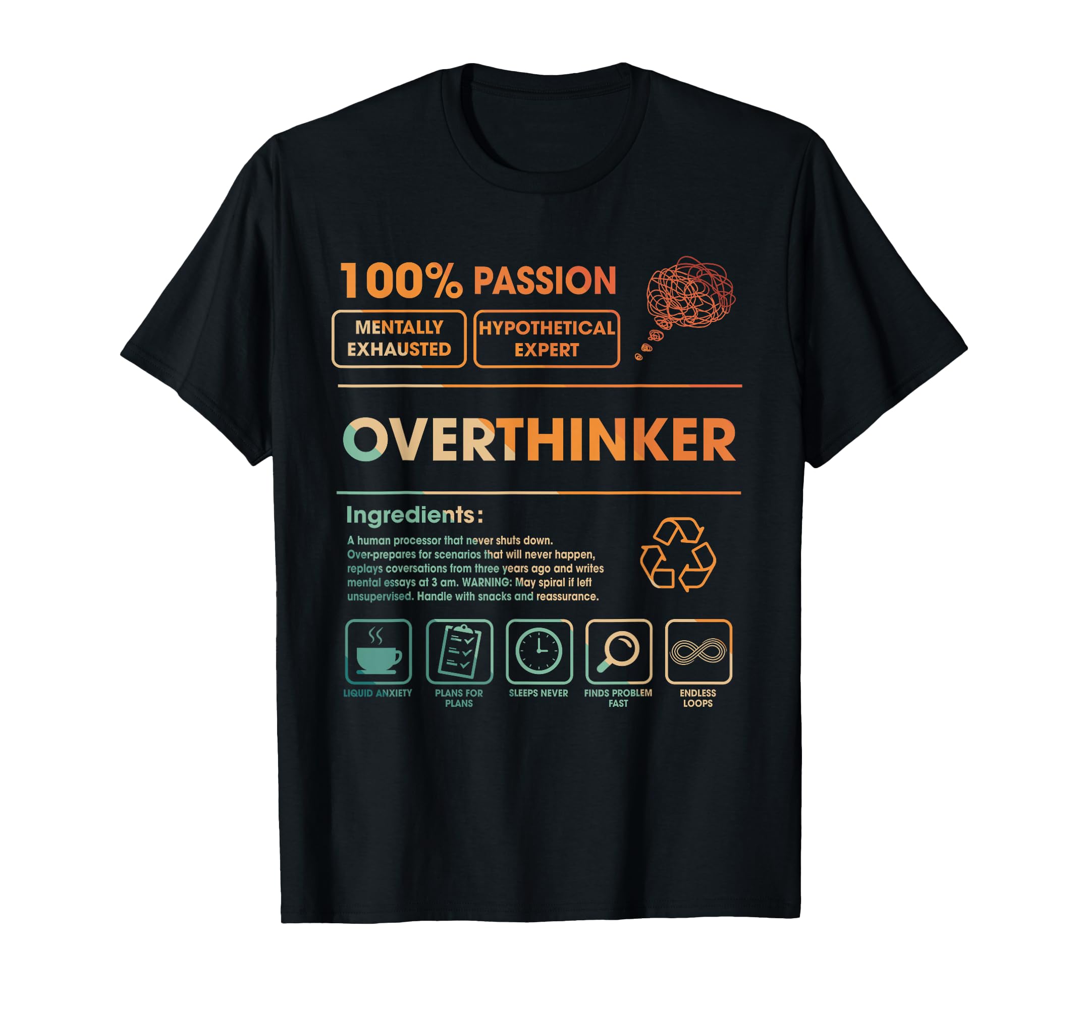 Mental Health Anxiety Depressed Self T-Shirt - Fun Novelty Design Unisex - T-Shirt, Sweatshirt, Hoodie