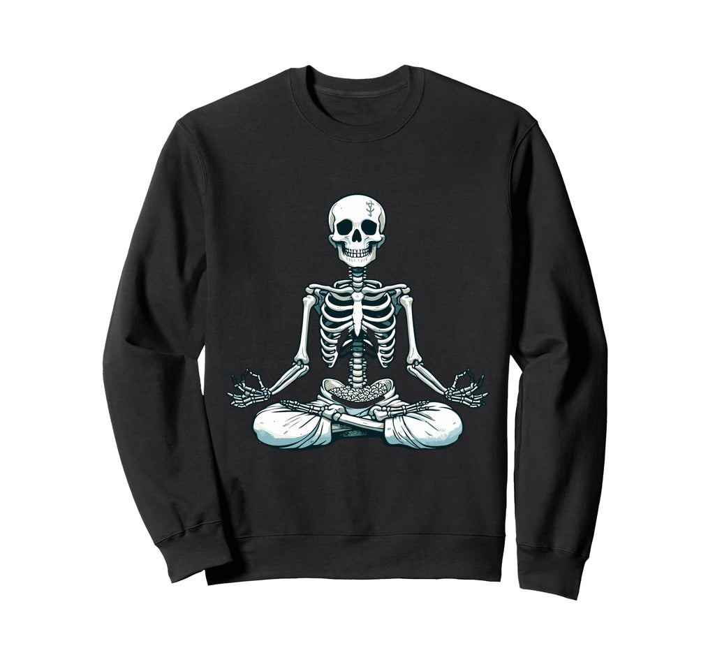 Meditation Skeleton Yoga Pose Sweatshirt - Aesthetic Graphic for Adults - T-Shirt, Sweatshirt, Hoodie