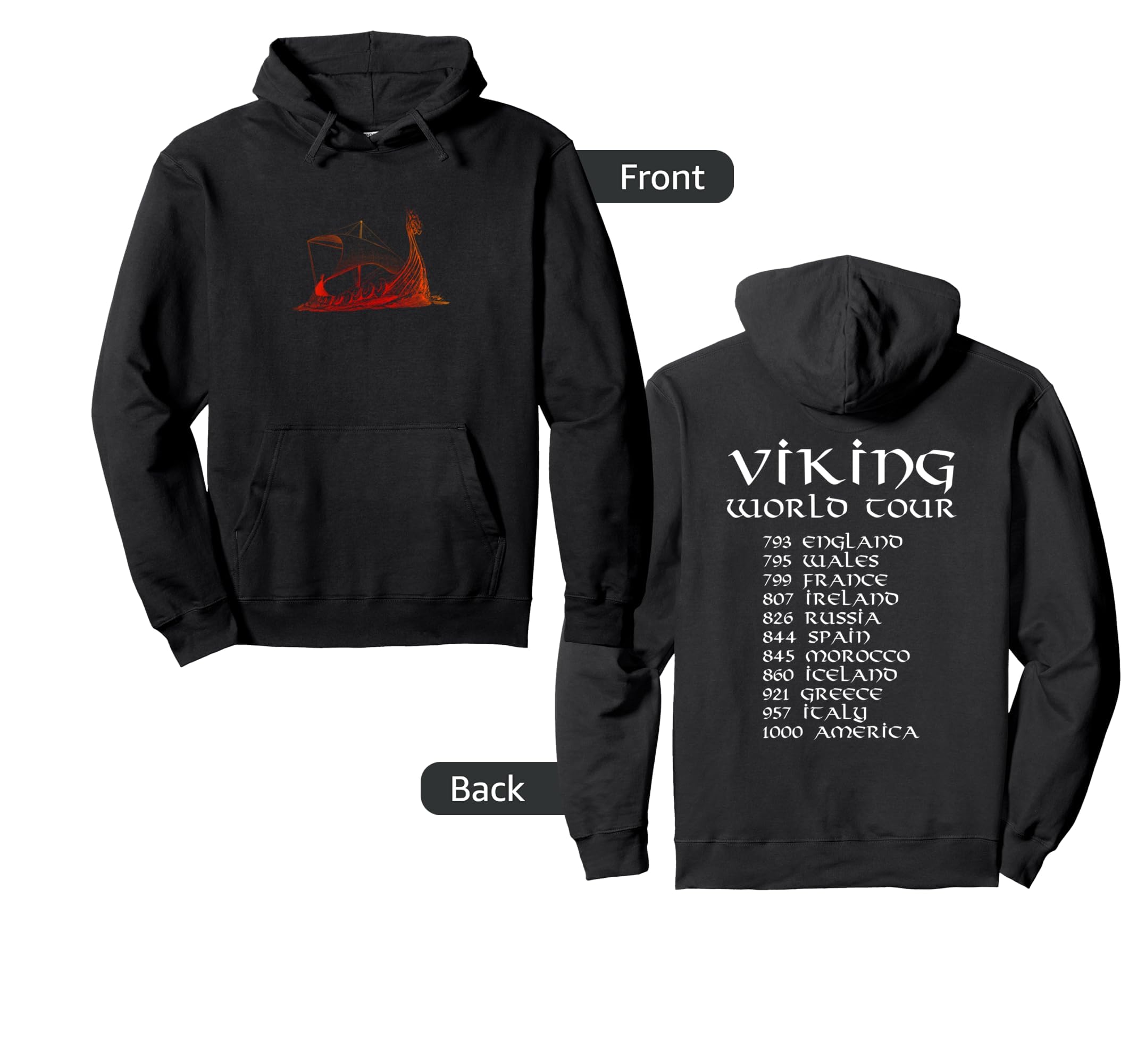 Viking World Tour Funny Norse History Hoodie - Streetwear Style Men Women - T-Shirt, Sweatshirt, Hoodie