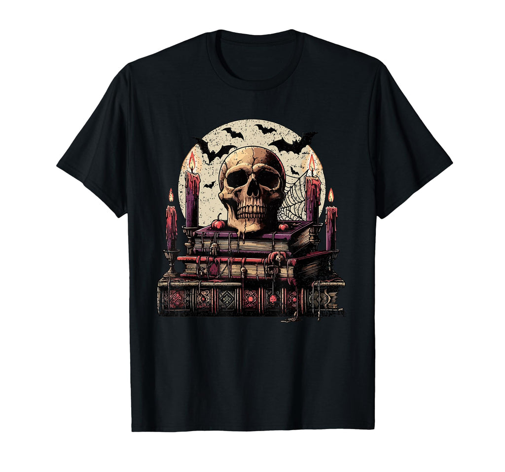 Skull Book Halloween Bookworm T-Shirt - Graphic Print Men Women - T-Shirt, Sweatshirt, Hoodie