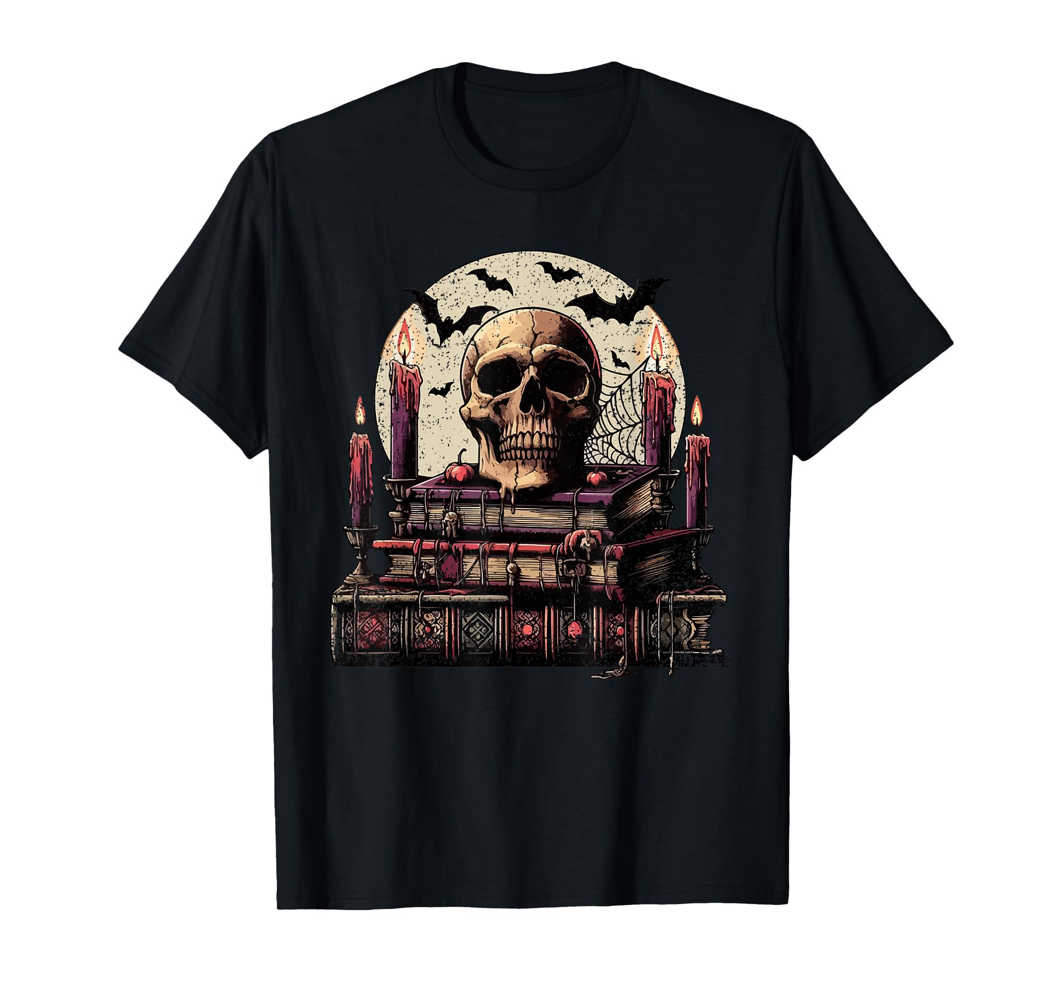 Skull Book Halloween Bookworm T-Shirt - Graphic Print Men Women - T-Shirt, Sweatshirt, Hoodie