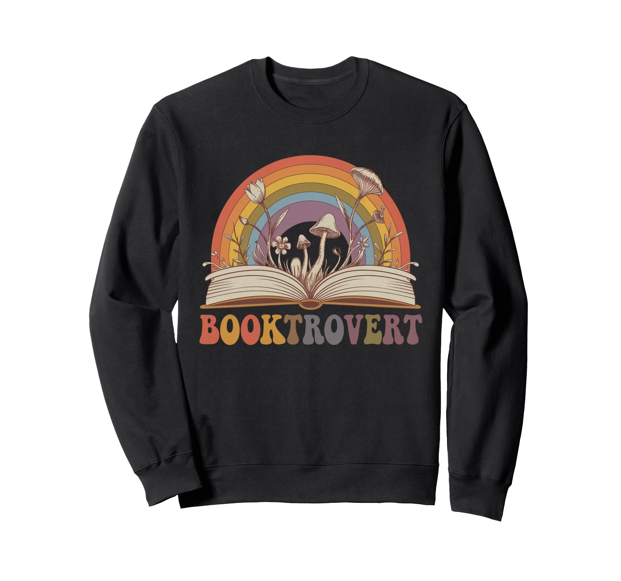 Groovy Booktrovert Mushroom Floral Sweatshirt - Custom Art Print Unisex - T-Shirt, Sweatshirt, Hoodie