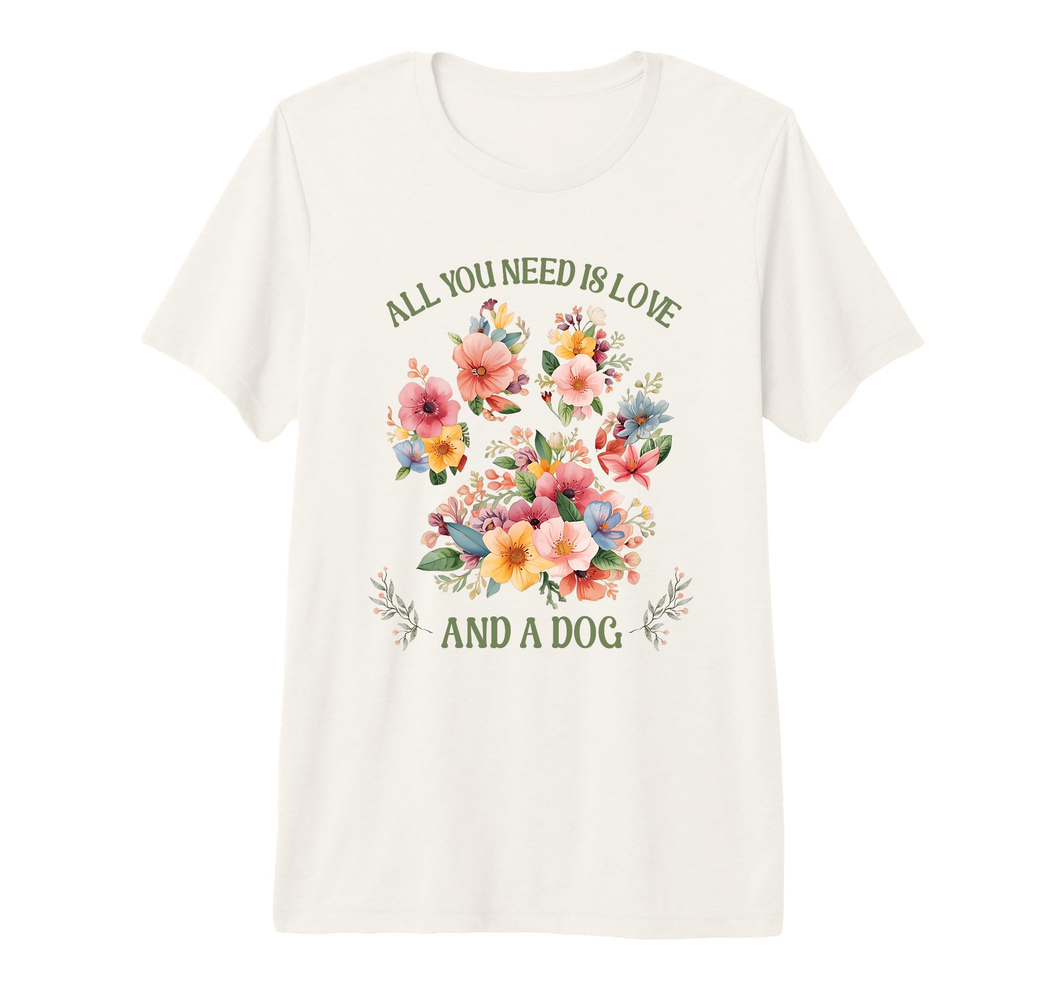 Floral Dog Paw Tri Blend T-Shirt - Streetwear Style for Adults - T-Shirt, Sweatshirt, Hoodie