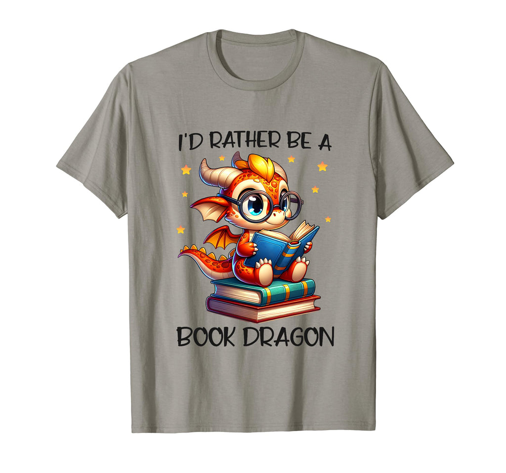 Id Rather Be Book Dragon Reading Lover T-Shirt - Graphic Print for Adults - T-Shirt, Sweatshirt, Hoodie