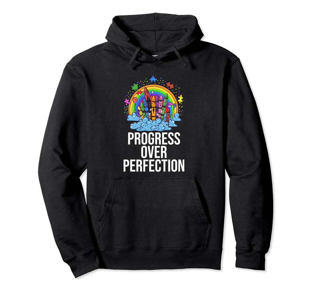 Progress Over Perfection Aba Hoodie - Minimalist Print for Adults - T-Shirt, Sweatshirt, Hoodie