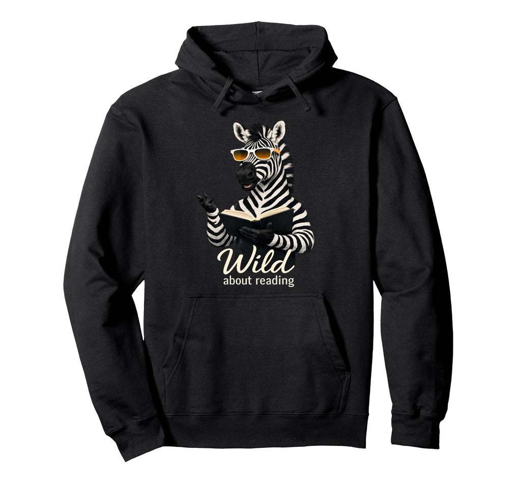 Funny Reading Zebra Book Lover Bookworm Hoodie - Minimalist Print Men Women - T-Shirt, Sweatshirt, Hoodie