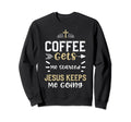 Coffee Coffee Gets Me Started Jesus Sweatshirt - Graphic Print for Adults - T-Shirt, Sweatshirt, Hoodie