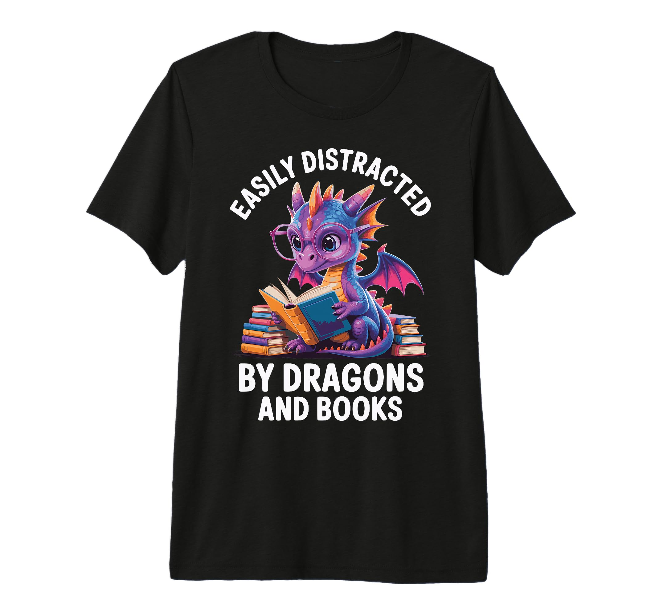 Easily Distracted Dragons And Books T-Shirt - Unique Graphic for Adults - T-Shirt, Sweatshirt, Hoodie
