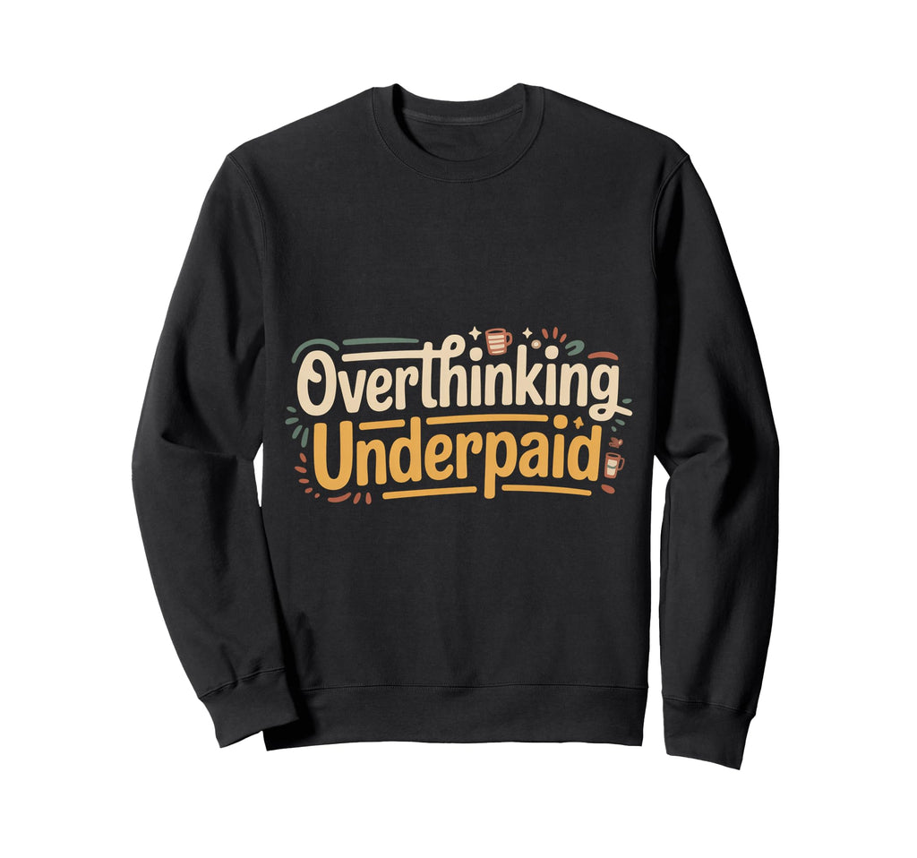 Overthinking Underpaid Employee Sweatshirt - Trendy Graphic for Adults - T-Shirt, Sweatshirt, Hoodie