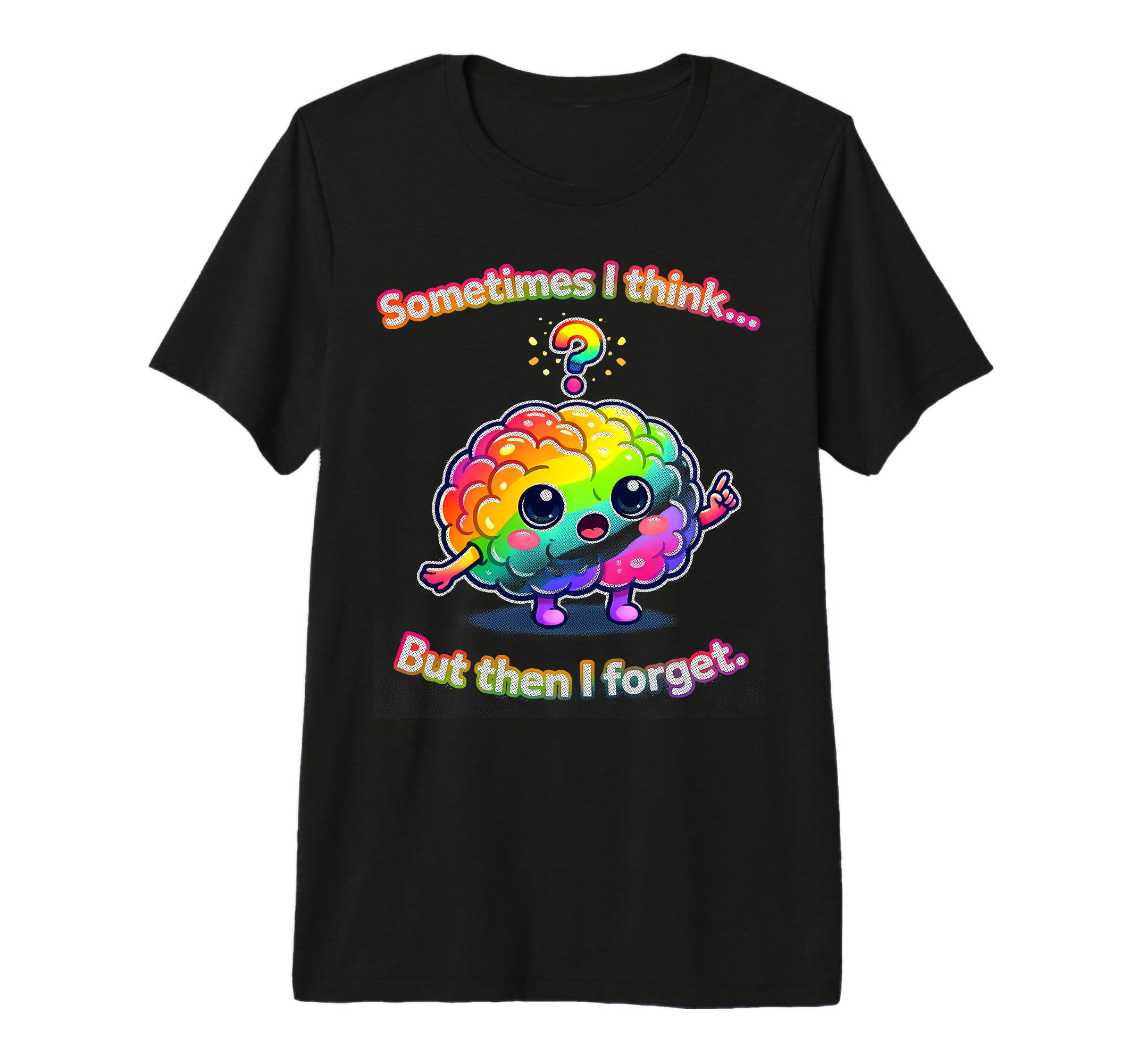 Forgetful Brain Meme Cartoon Kawaii Tri T-Shirt - Custom Art Print Unisex - T-Shirt, Sweatshirt, Hoodie