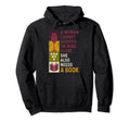 Book Reader Wine Drinking Lover Bookworm Hoodie - Graphic Print Unisex - T-Shirt, Sweatshirt, Hoodie