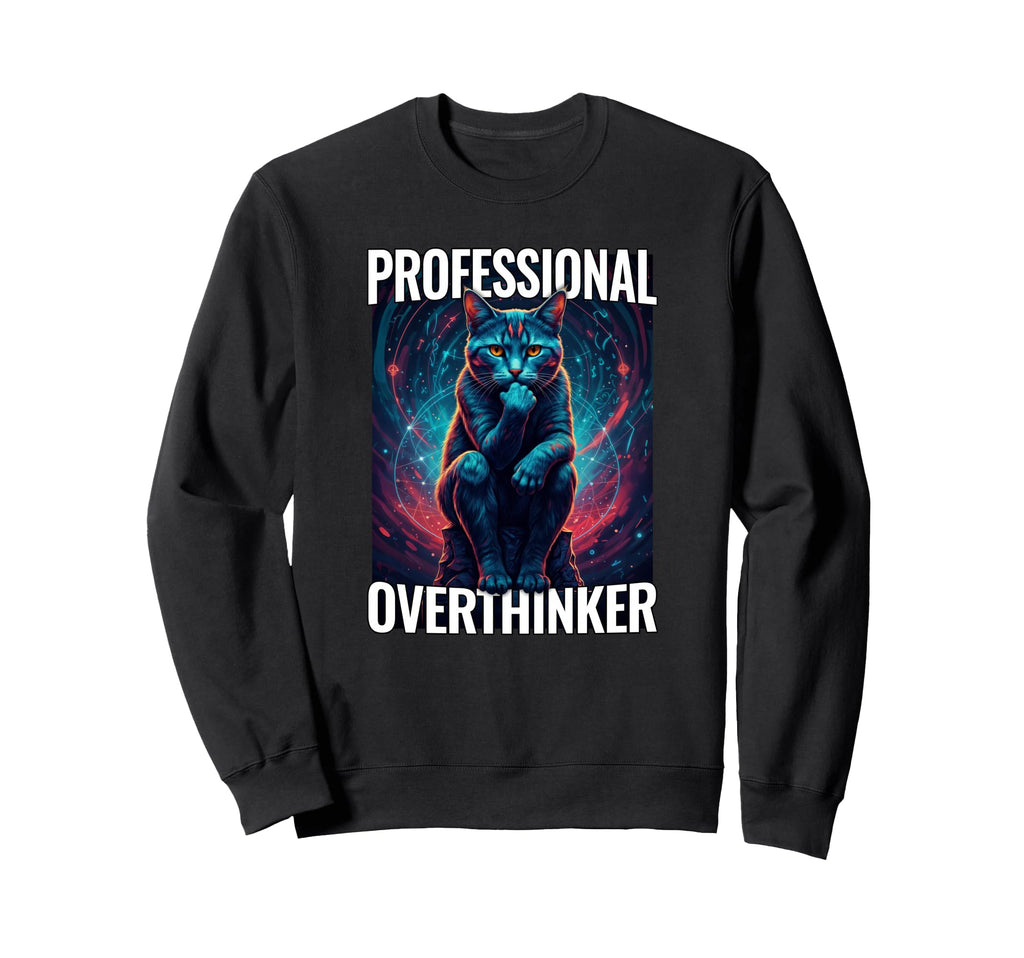Overthinker Cat Funny Gift Cat Sweatshirt - Novelty Apparel for Adults - T-Shirt, Sweatshirt, Hoodie