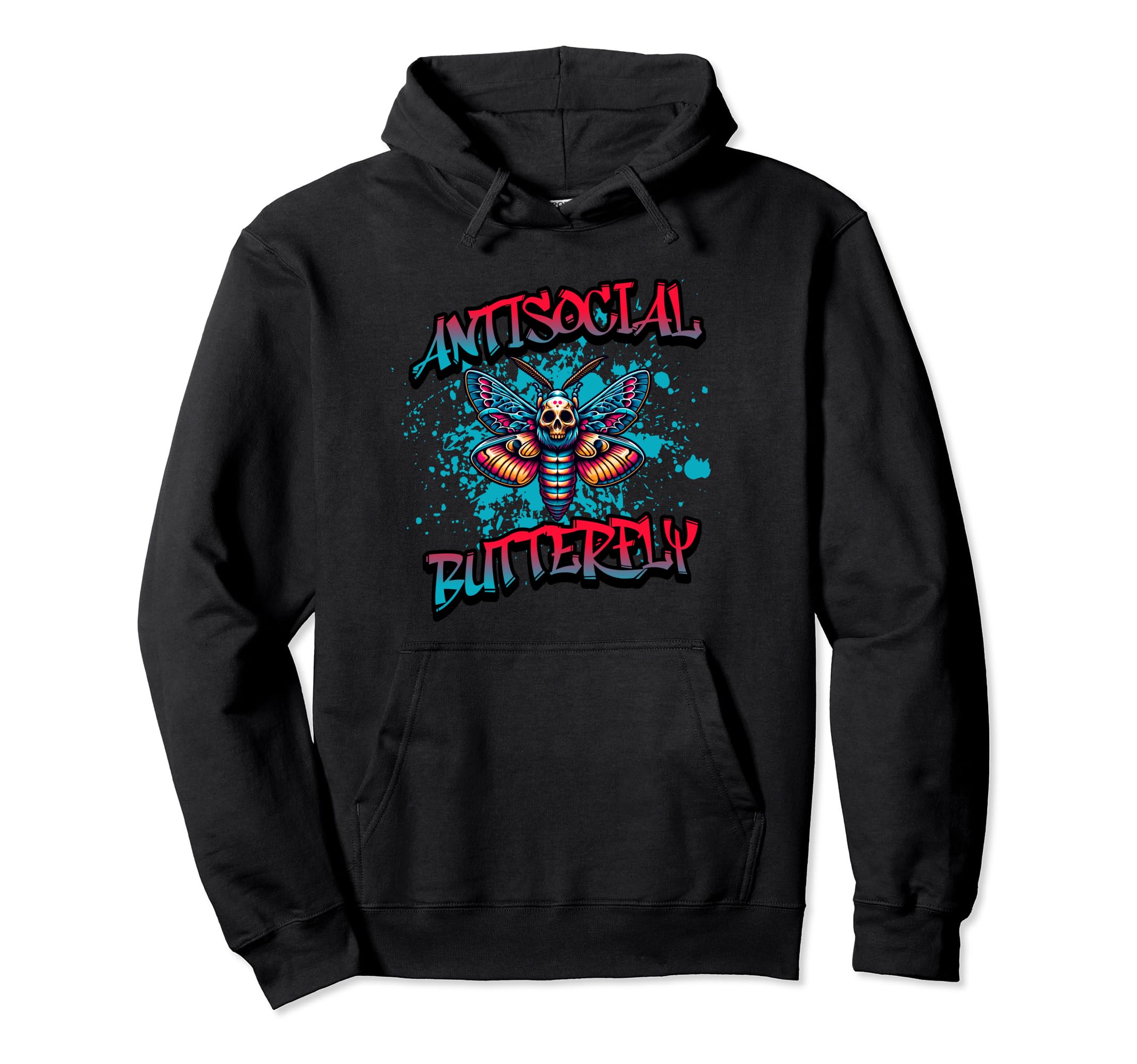 Antisocial Butterfly Funny Graffiti Hoodie - Fun Novelty Design Men Women - T-Shirt, Sweatshirt, Hoodie